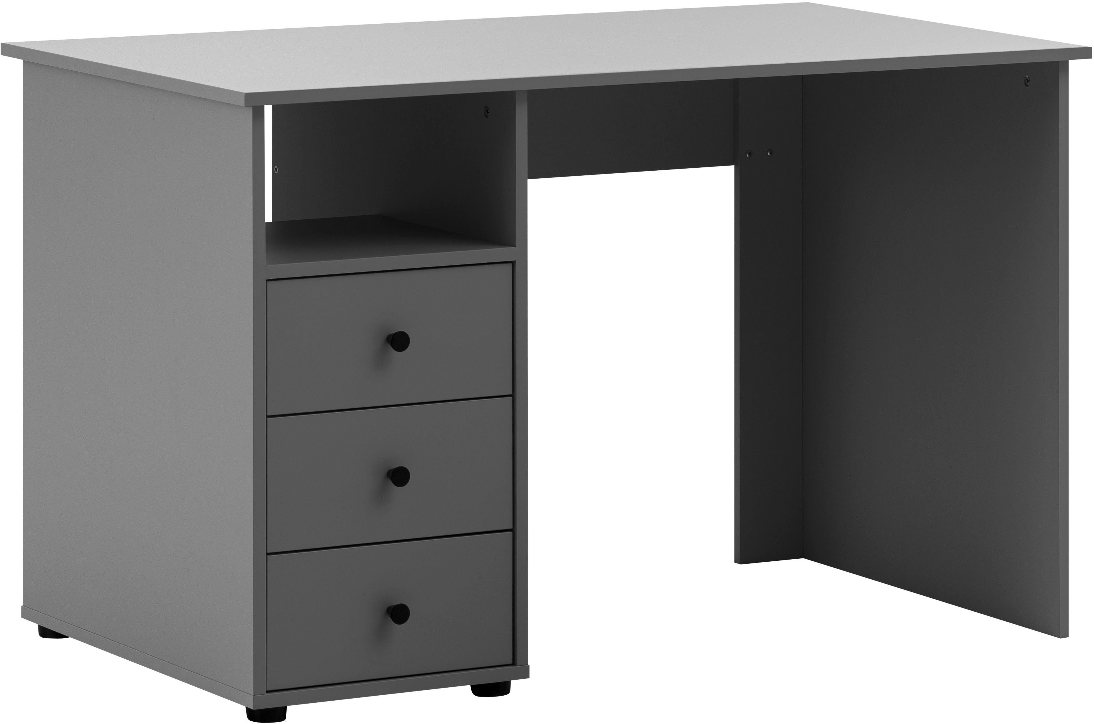 Schildmeyer Bureau Smash, breedte 115 cm 3 laden met uittrekbegrenzing en metalen beslag