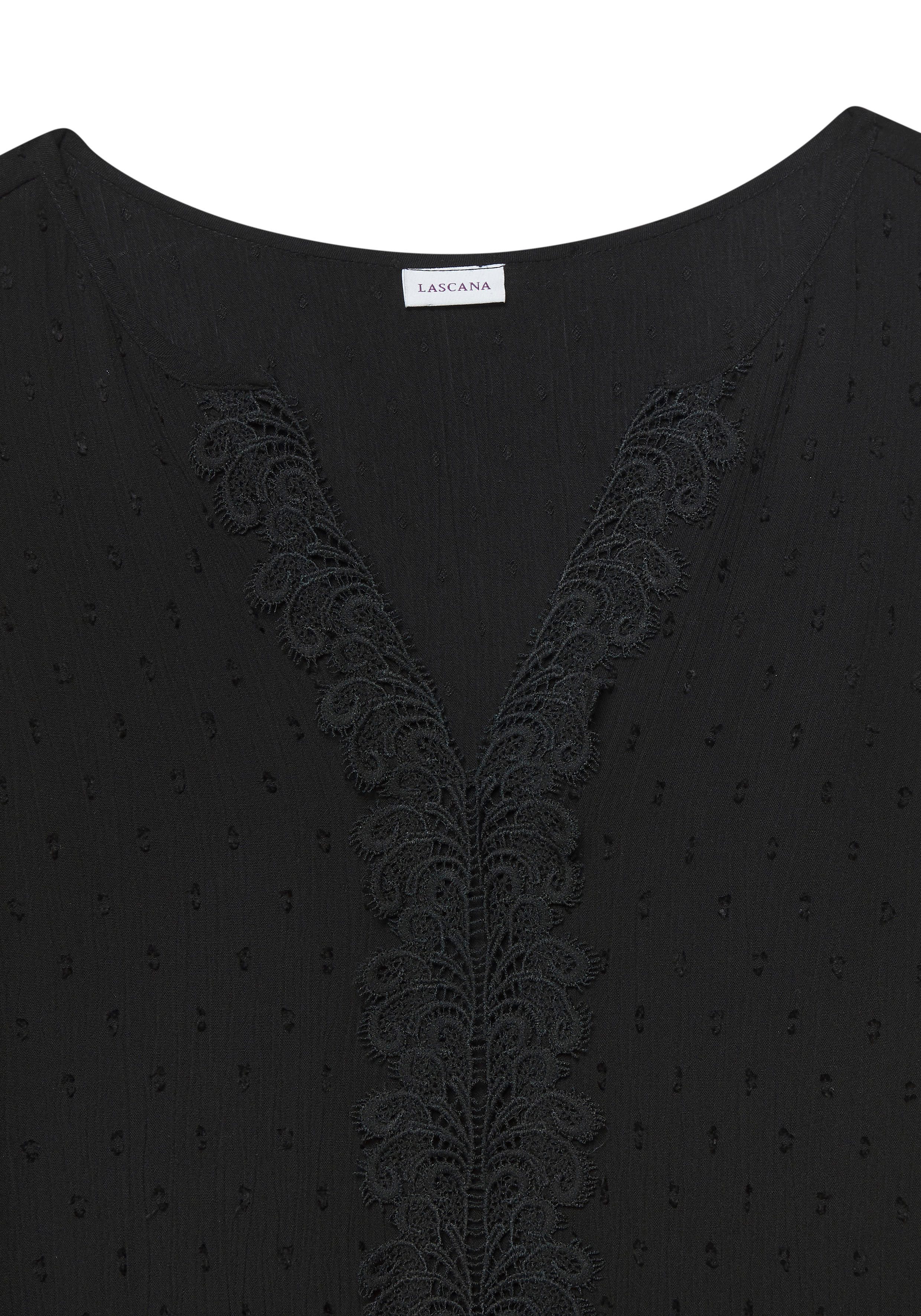 Lascana Crêpe-blouse met kanten beleg voor