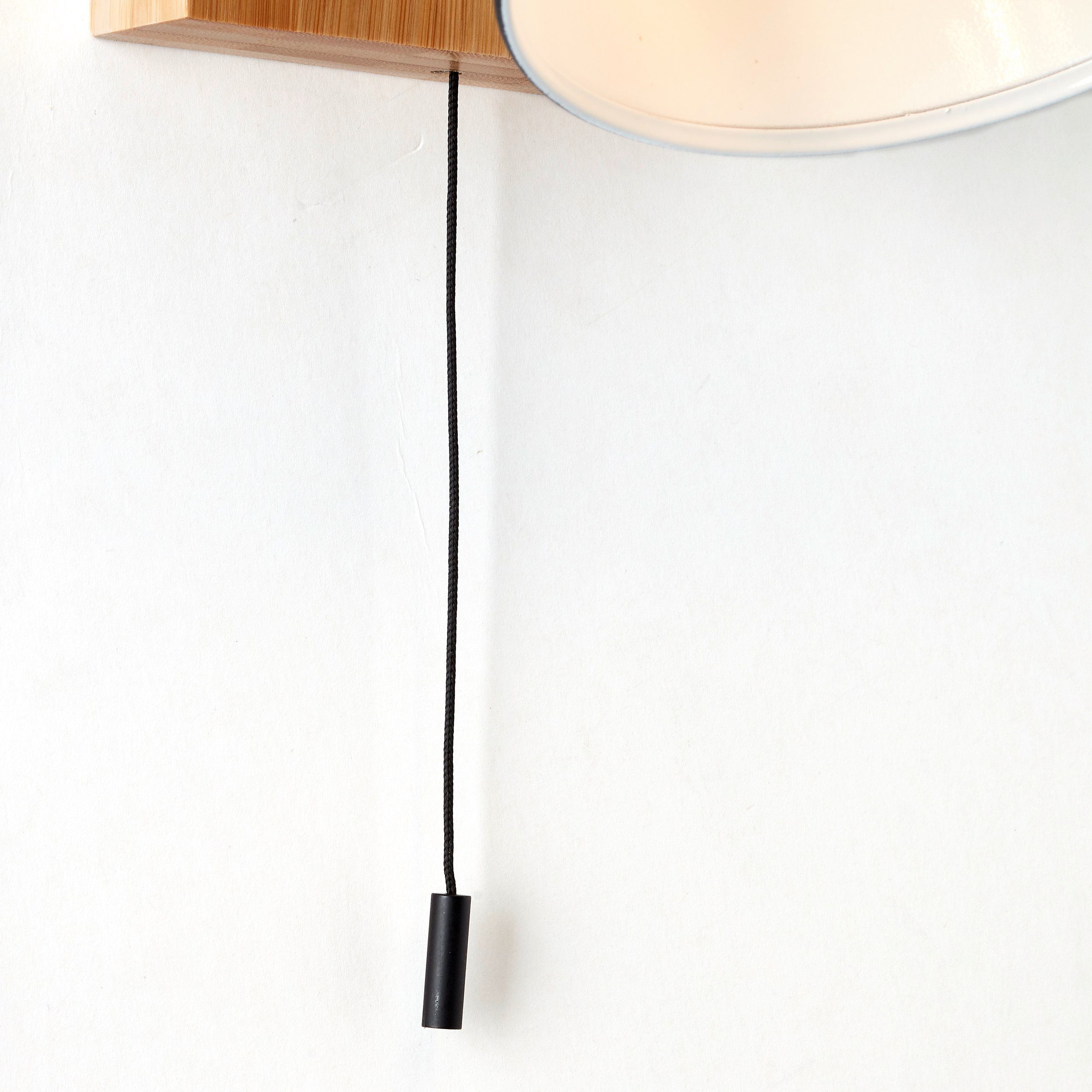 Brilliant Leuchten Wandlamp Celia Hoogte 13 cm, E14, metaal/bamboe, mat zwart/bamboe