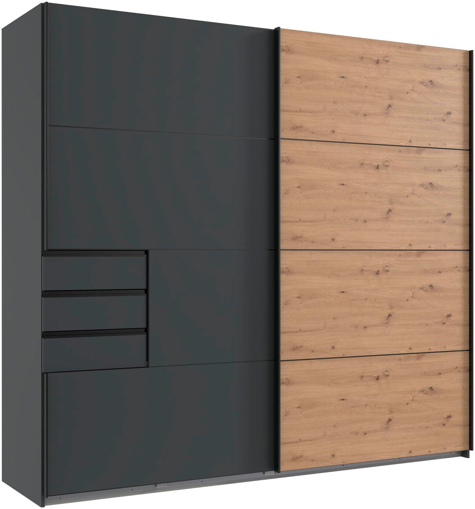 Wimex Zweefdeurkast Saigon, met complete binneninrichting, Made in Germany Kledingkast 2-deurs, 225 cm breed, met 3 praktische lades zweefdeurkasten