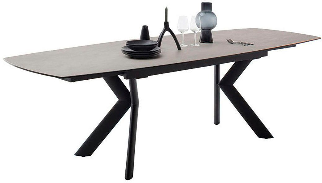 MCA furniture Eettafel OSSANA vierpoot tafel 180-260 cm Keramiek, metaal, eindschuif, uittrekbaar, tafelblad 13 mm, 8-10 personen