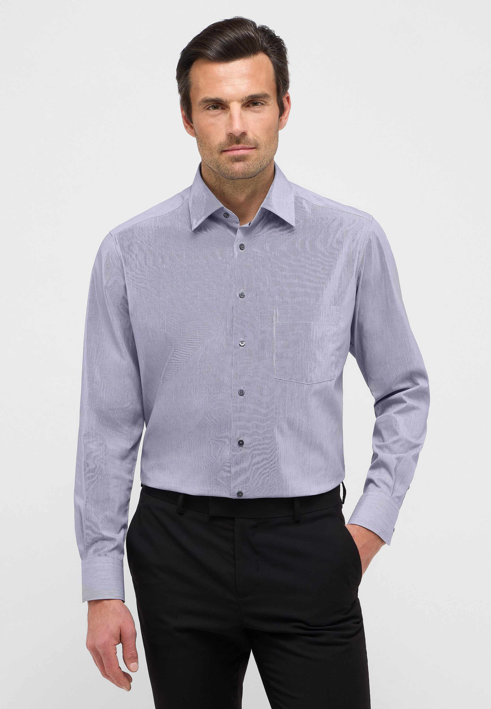 Eterna Overhemd met lange mouwen MODERN FIT NON IRON (strijkvrij) heren overhemden maat 41 grijs