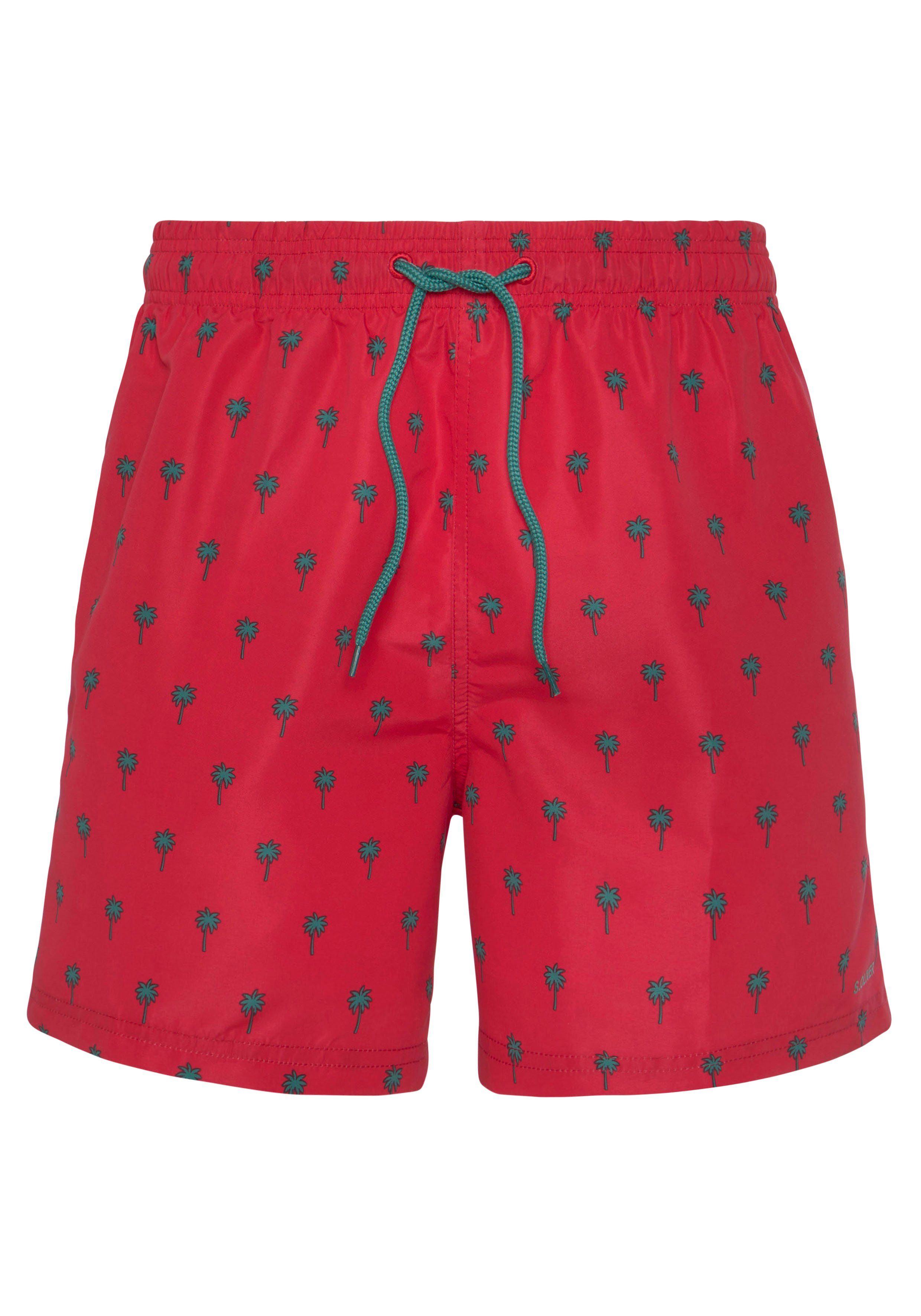 s.Oliver RED LABEL Beachwear Zwemshort met palmendesign