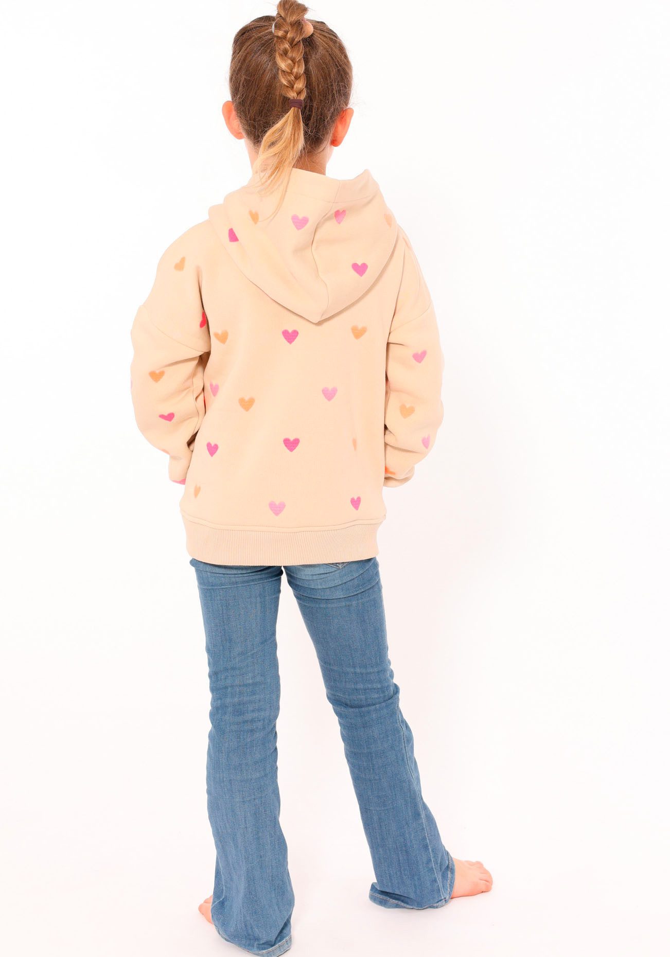 Zwillingsherz Hoodie Hearts Kids met geborduurde harten allover voor meisjes