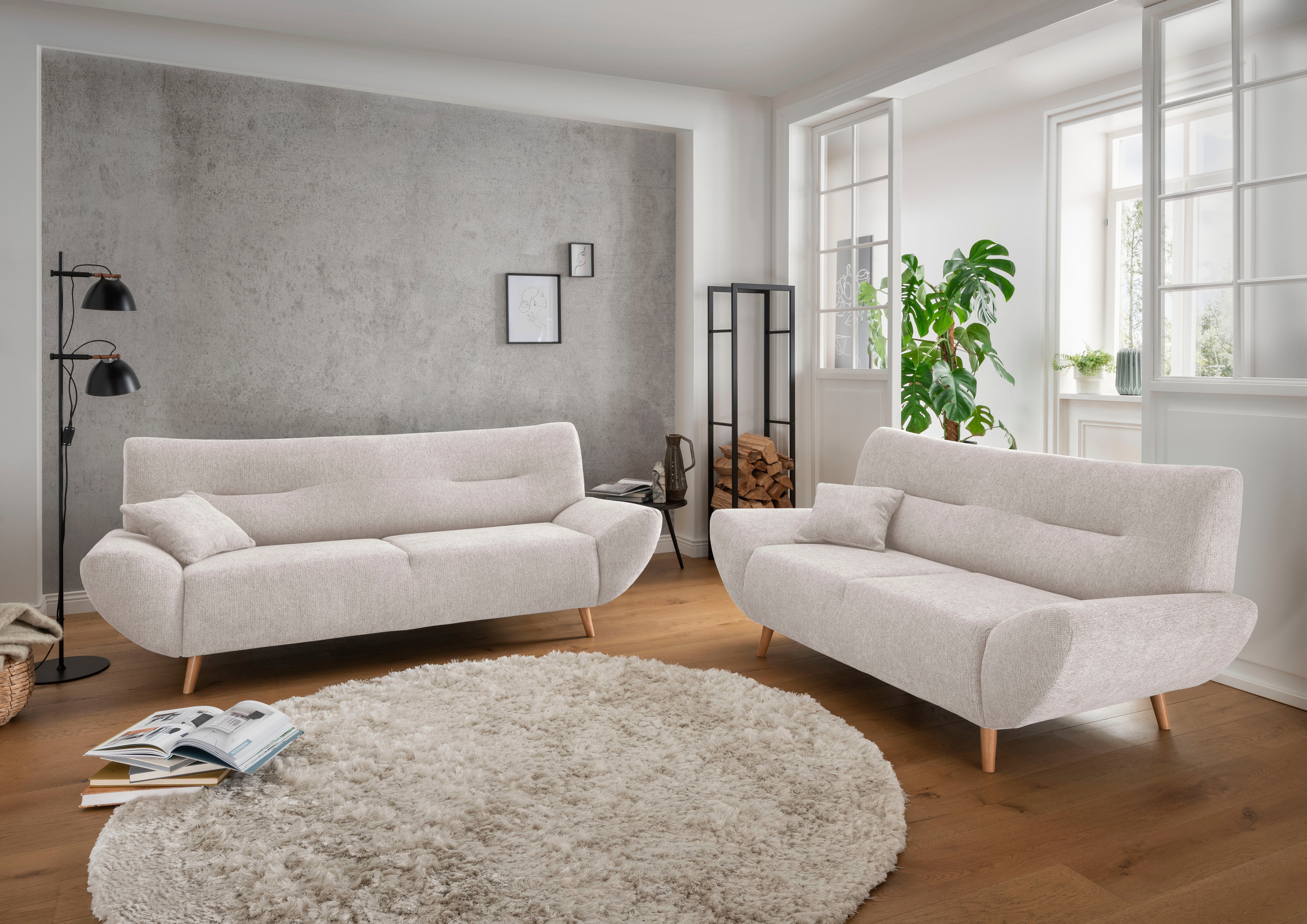 INOSIGN 3-zitsbank Drago, elegant en tijdloos, comfortabel, met houten voet