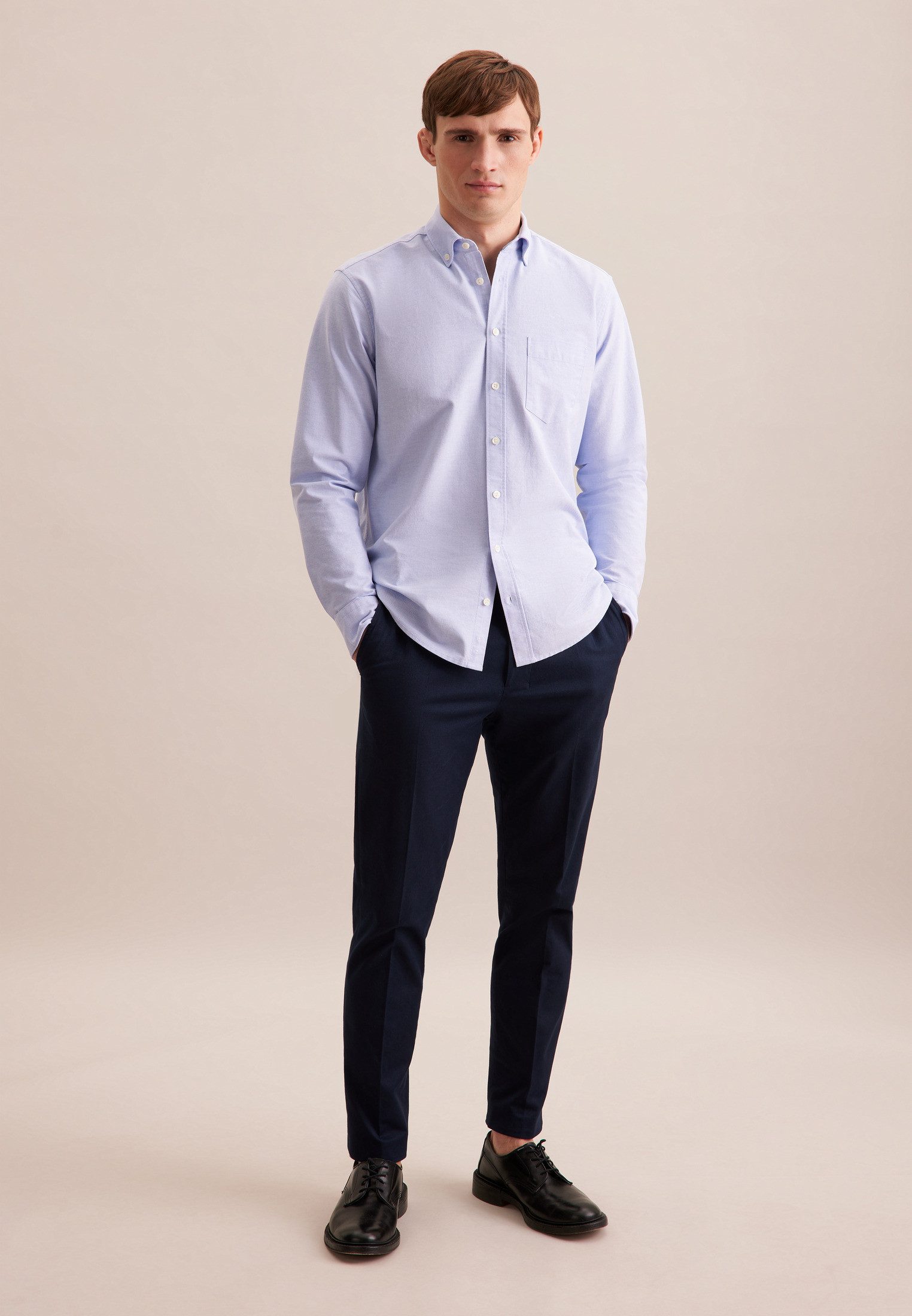 seidensticker Businessoverhemd Regular 1/1 button-down kraag effen