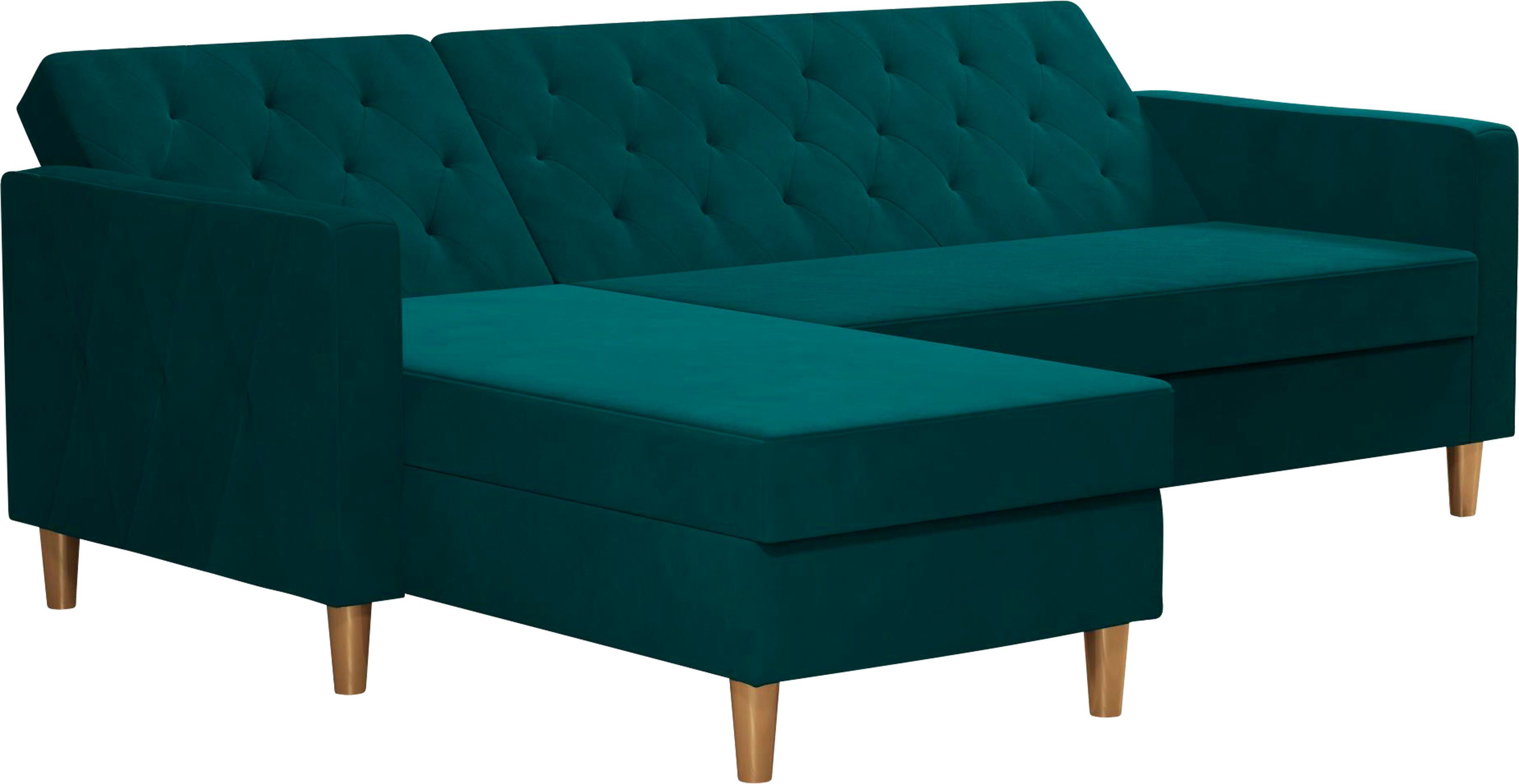 CosmoLiving by Cosmopolitan Hoekbank Liberty, L-vorm met slaapfunctie, récamier aan beide kanten te monteren, zithoogte 43 cm