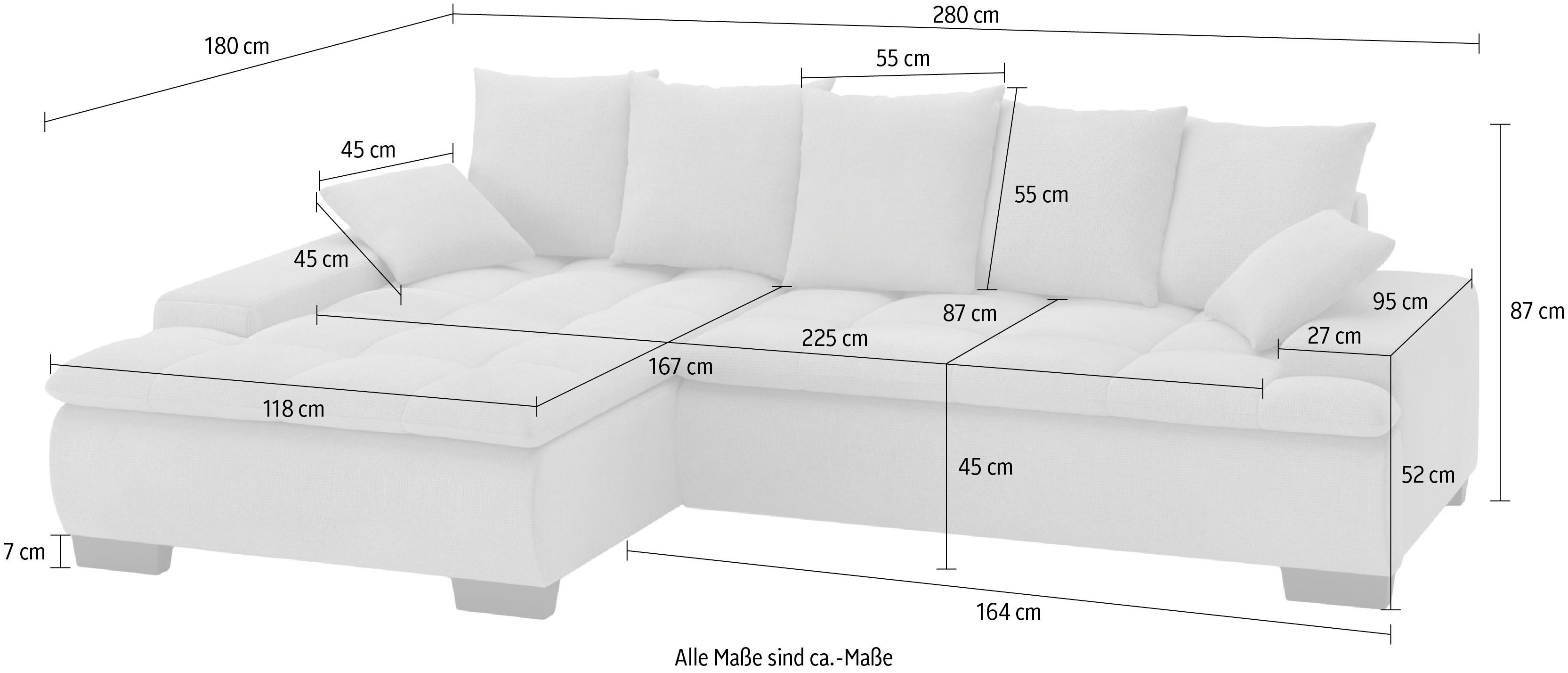 Mr. Couch Hoekbank Haiti II, L-vorm met koudschuim bekleding, optioneel met bed en bedlade
