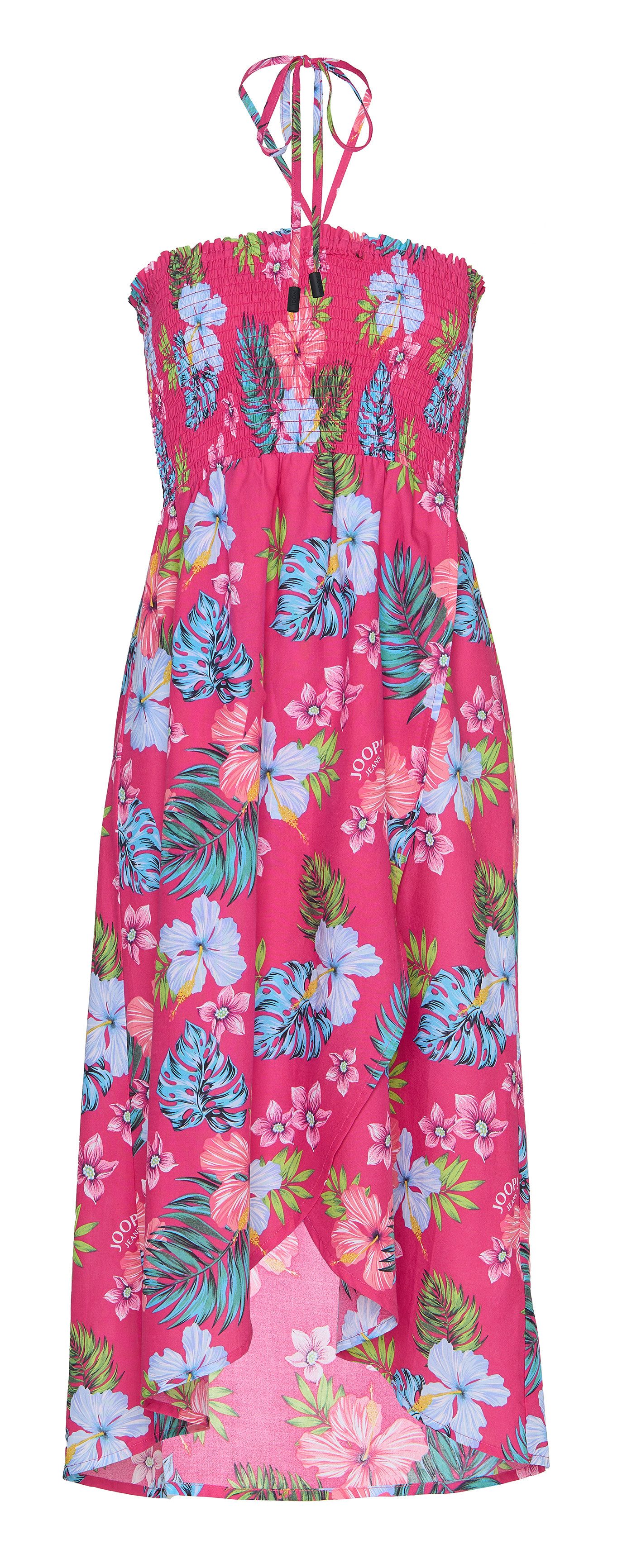 Strandjurk JEANS!HIBISCUS bloemenprint, logo-details