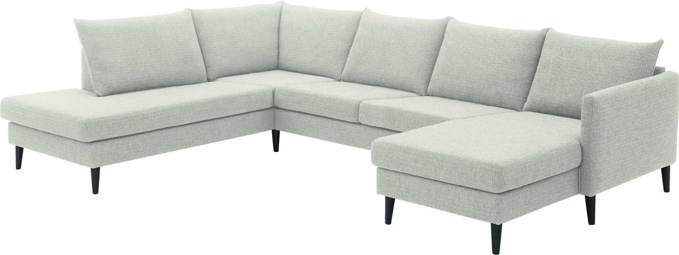 ATLANTIC home collection Zithoek Rekvik U-vorm met golfvering, met massief houten poten