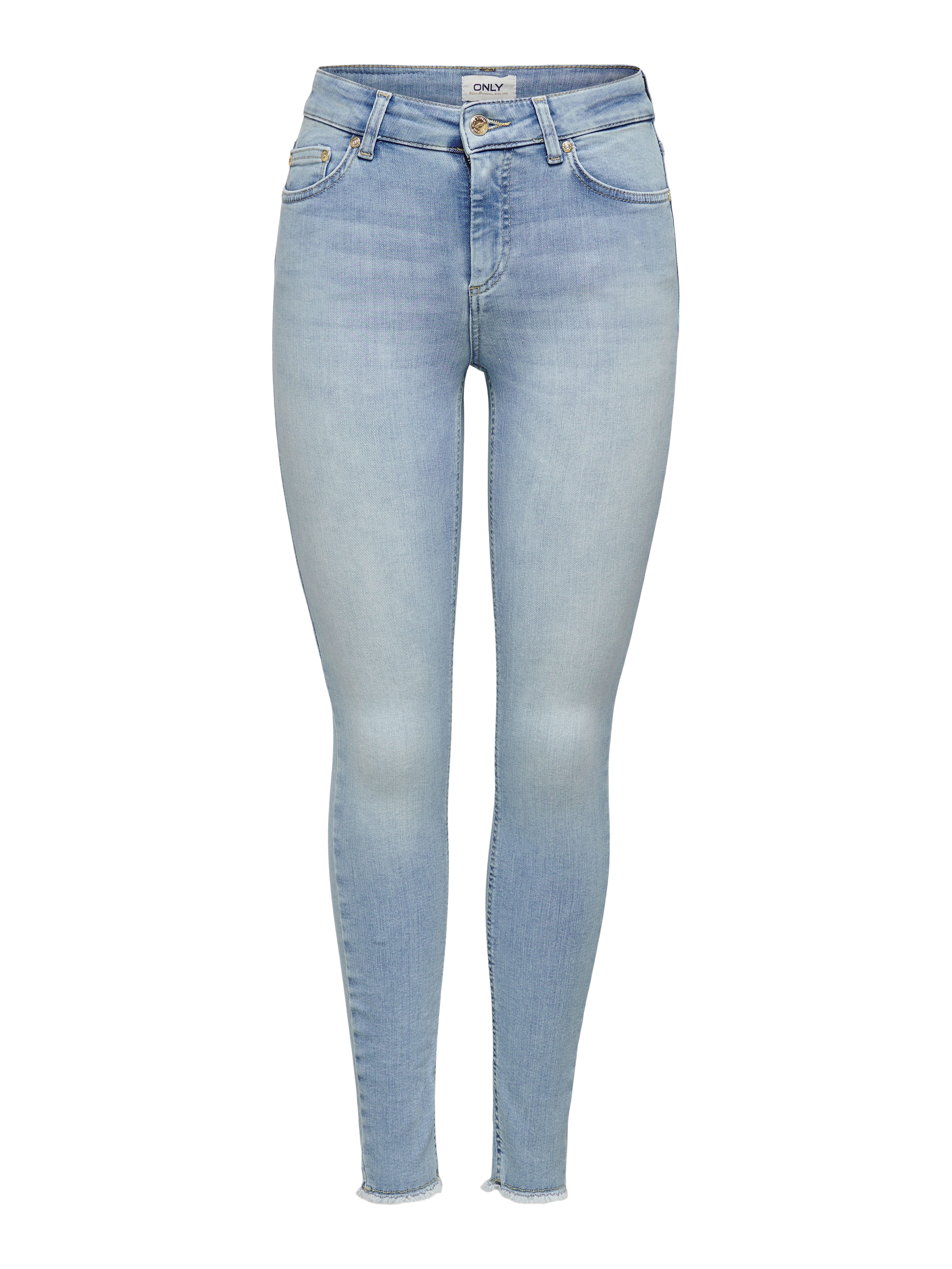 Only Ankle jeans ONLBLUSH MID SK ANK RAW met iets gerafelde voetzoom