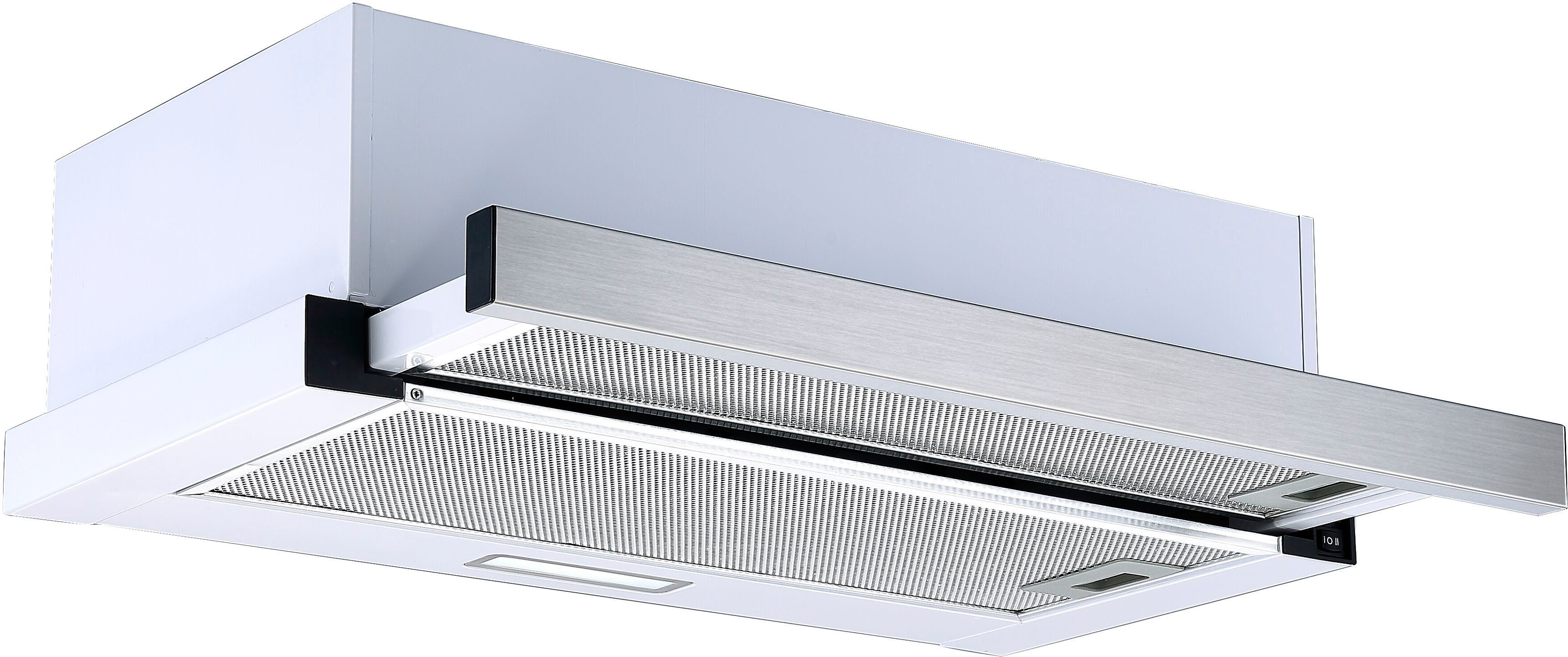 RESPEKTA Vlakscherm-afzuigkap CH 4138 IX C 60 cm, vlakke afzuigkap, 2 vermogensniveaus, geschikt voor afzuiging en recirculatie afzuigkappen zilver