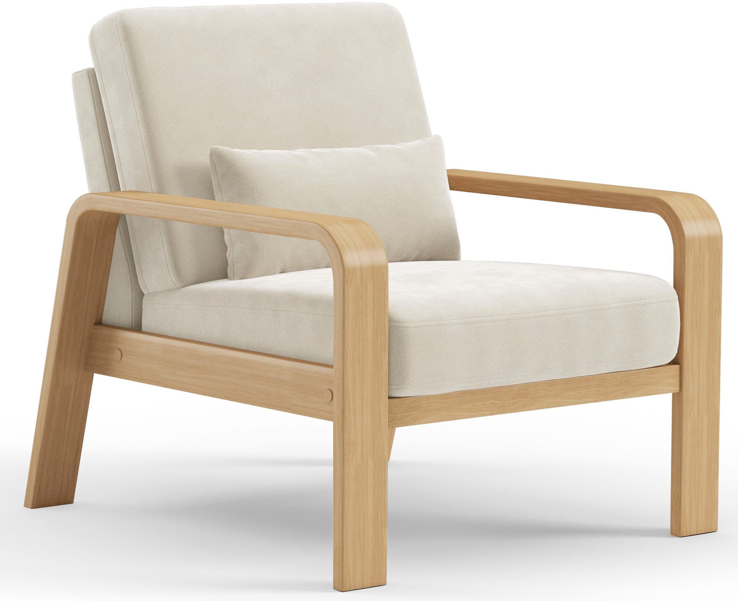 sit&more Fauteuil Kolding Armleuningen van natuurlijk beukenhout, verschillende bekledingen en kleuren