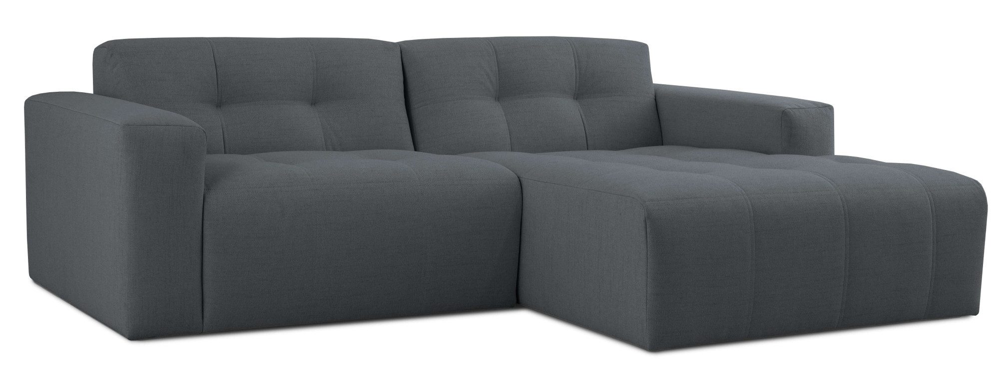 INOSIGN Hoekbank Tapley Breedte 221 cm, L-vorm, fijne structuur, met knoopstiksel, vloerhoog
