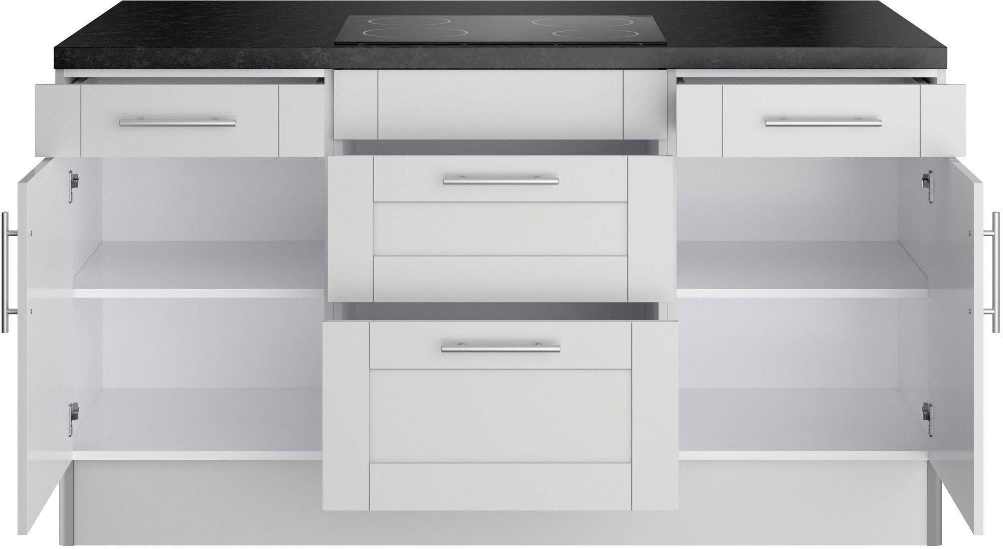 Kochstation Kookeiland KS-Ahus Kookeiland, breedte 160 cm, optioneel met elektrisch apparaat, soft close functie