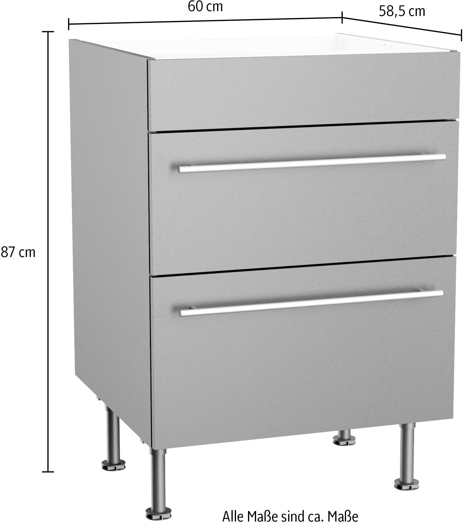 OPTIFIT Ombouwkast voor fornuis Bern2 Breedte 60 cm, kookveldombouwkast, 2 lades, 1 vaste afdekking