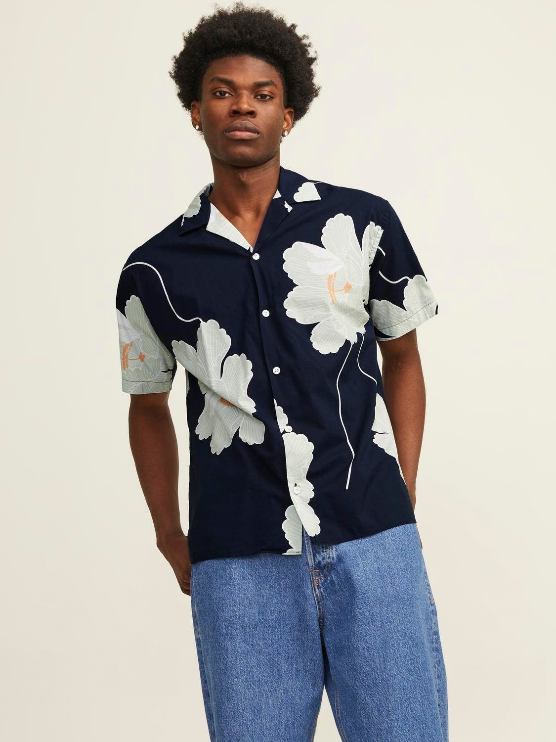 Jack & Jones Hawaï-overhemd JPRBLAPALMA RESORT SHIRT S/S SN heren casual overhemden maat S blauw