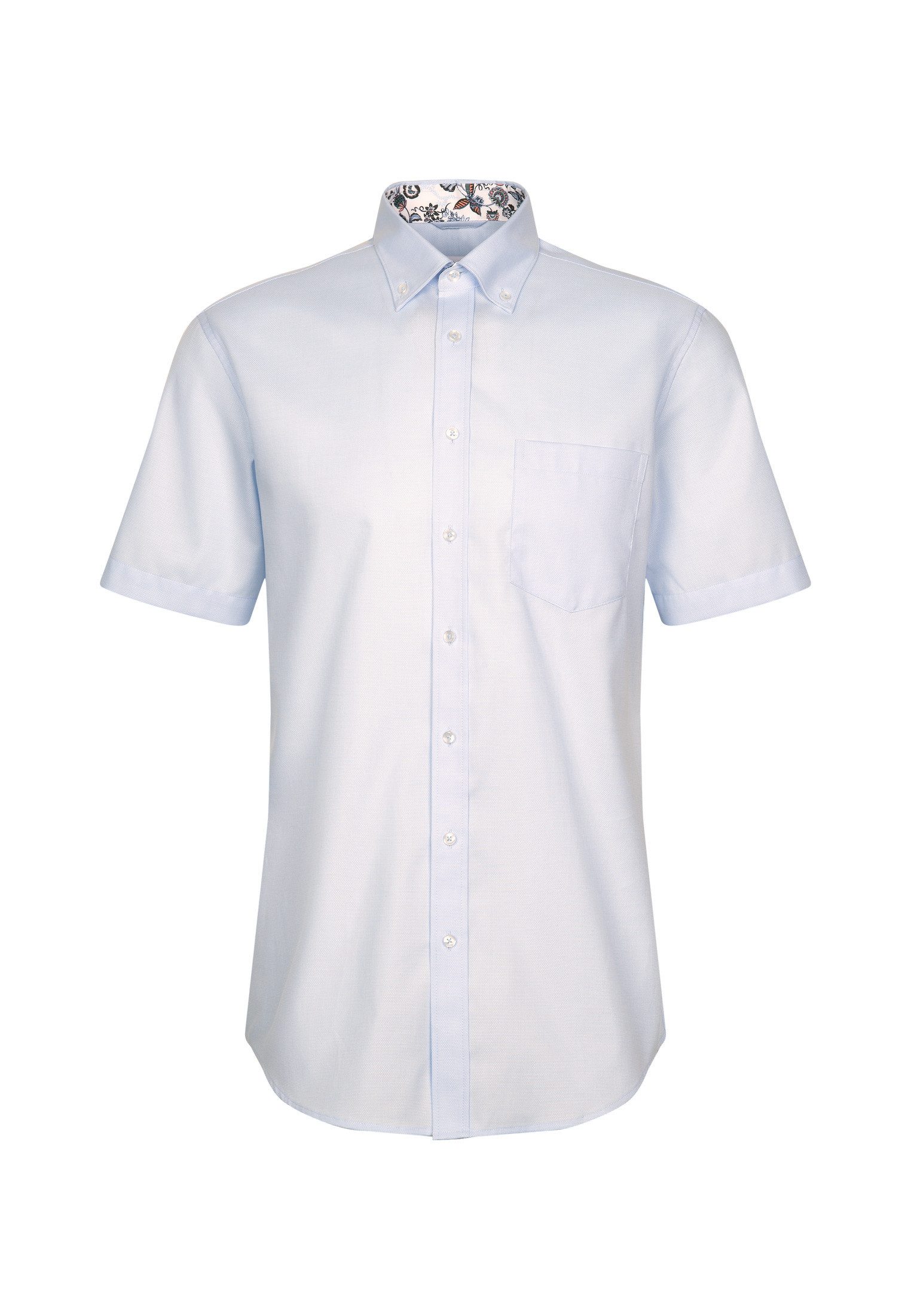 seidensticker Businessoverhemd Regular korte mouw button-down kraag structuur