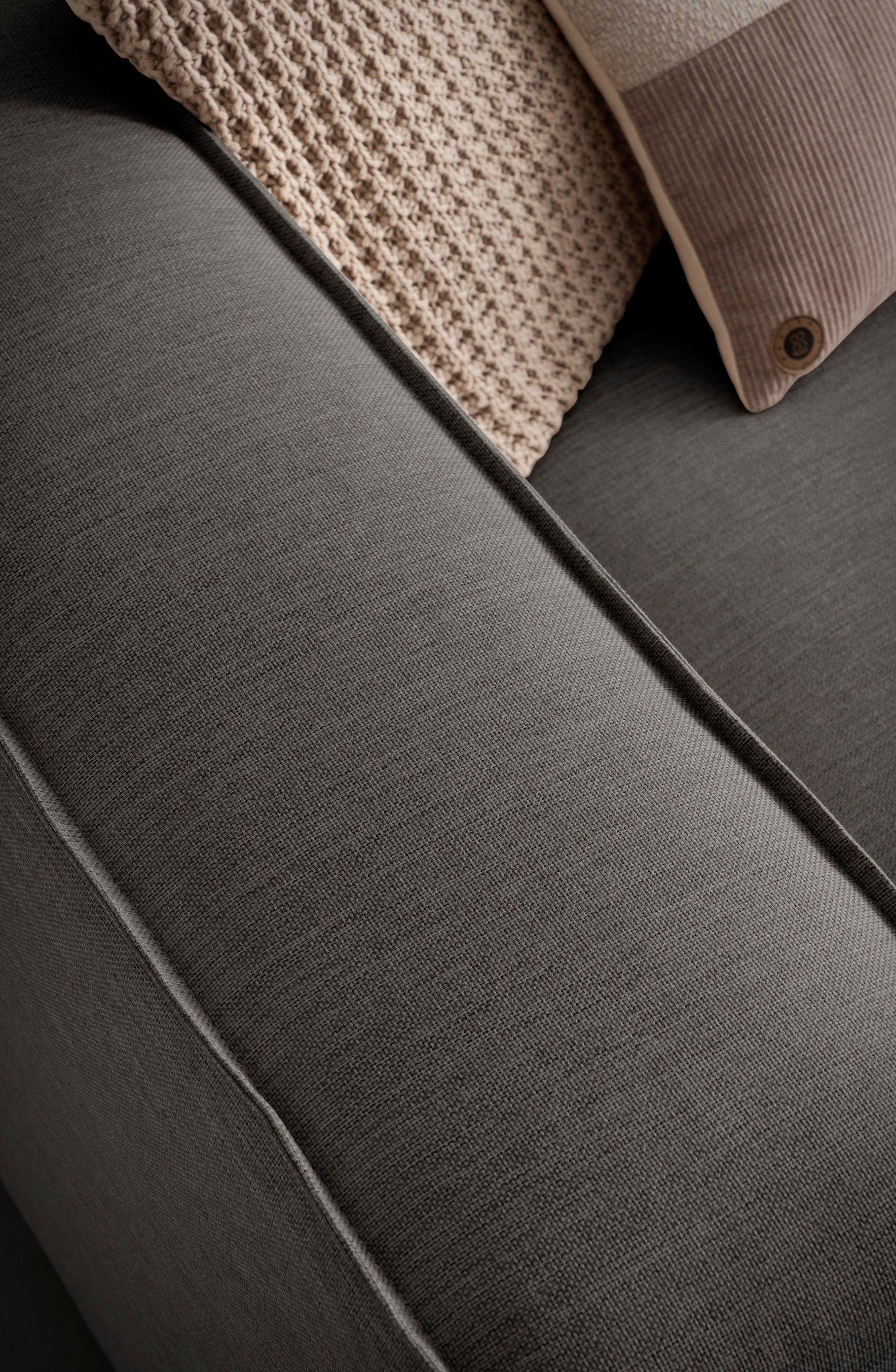LeGer Home by Lena Gercke Hoekbank PIARA XXL, Big-sofa in cord of linnenlook, L-vorm, met biesnaad