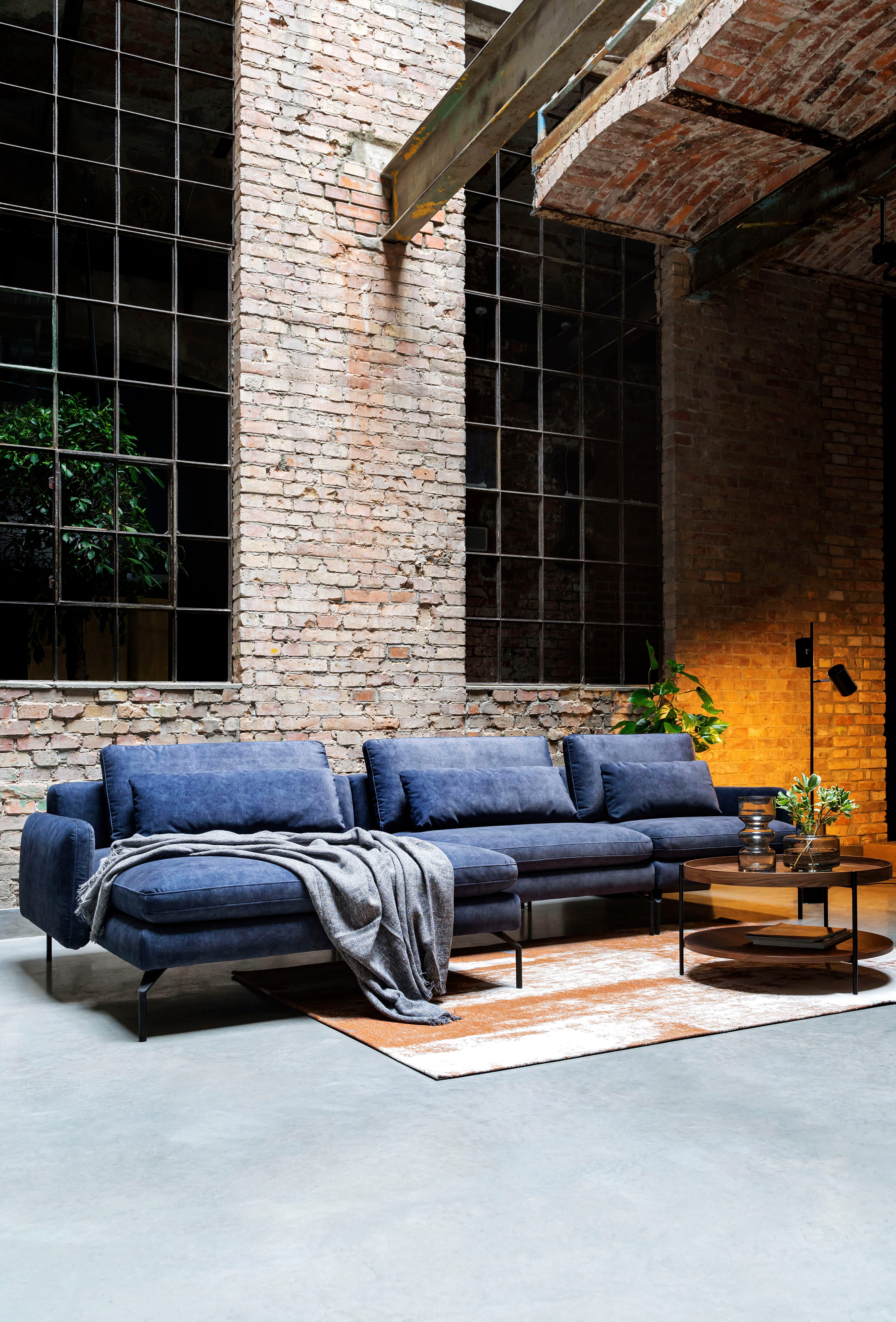 exxpo - sofa fashion Hoekbank Comfortbank Look, moderne webvelours bekleding, extra brede zitvlakken