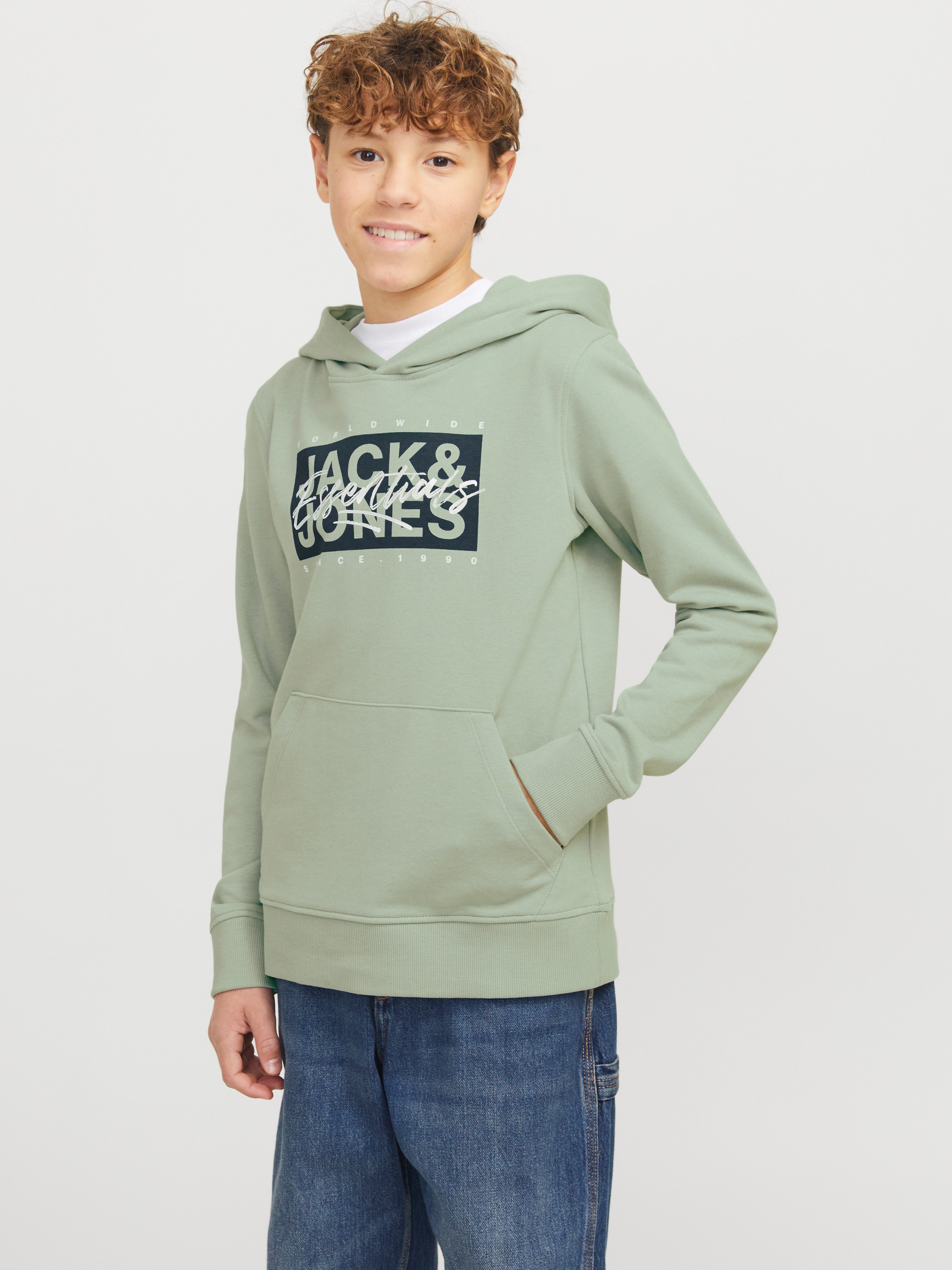 Jack & Jones Junior Hoodie JJCOLTON SWEAT HOOD JNR jongens sweatshirts maat 140 groen