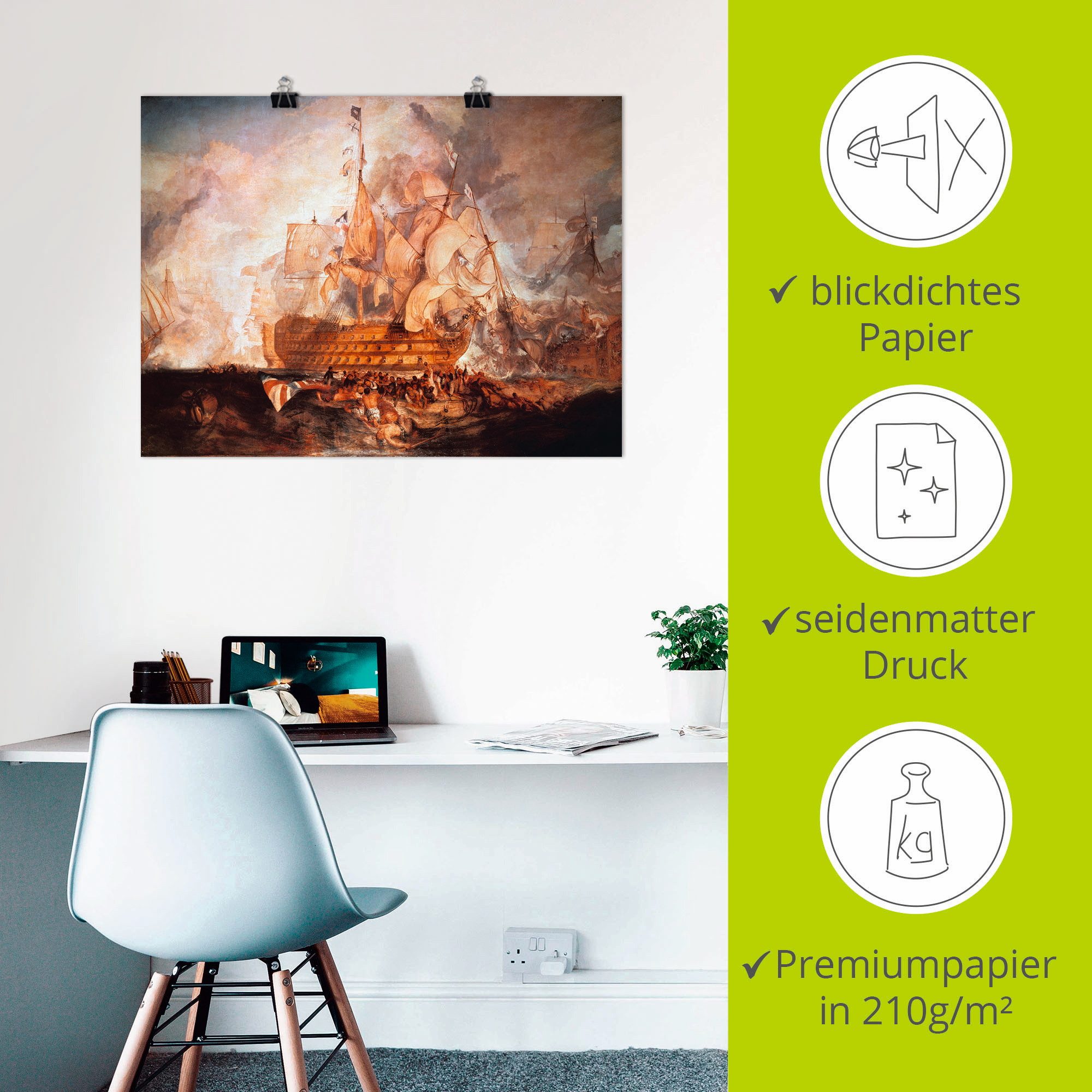 Artland Artprint Slag bij Trafalgar als artprint op linnen, muursticker of poster in verschillende maten