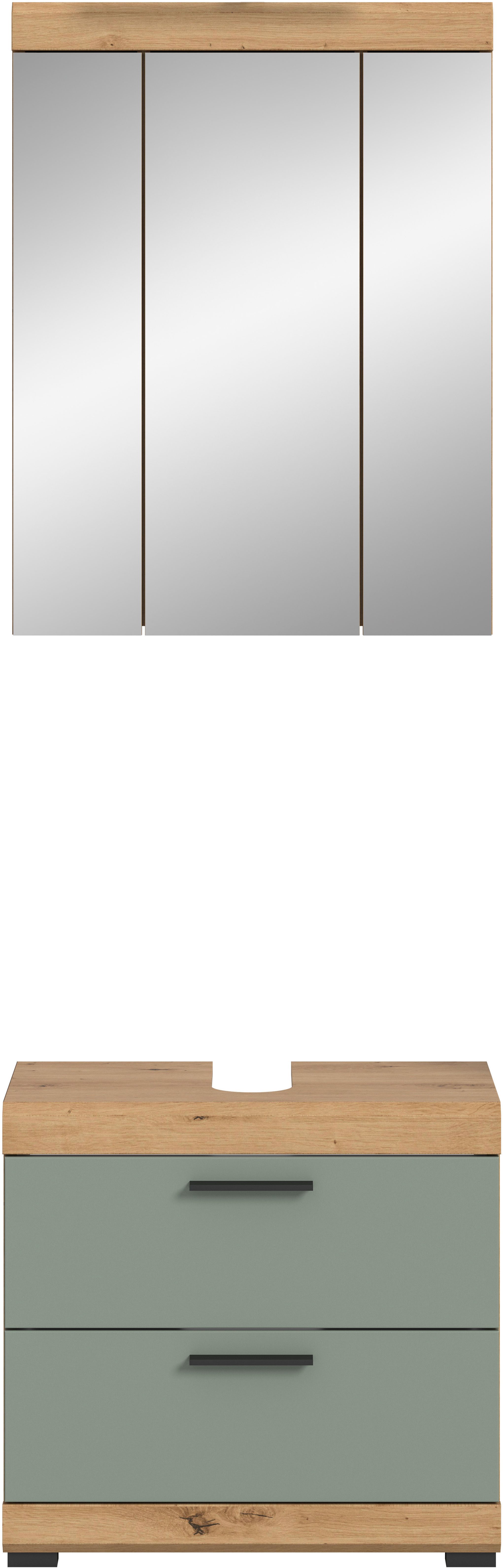 INOSIGN Badkamerserie Siena, 2-delig, bestaande uit: onderkast voor wastafel, spiegelkast in verschillende kleuren verkrijgbaar, badkamermeubels, combinatie, badkamer (set, 2-delig)