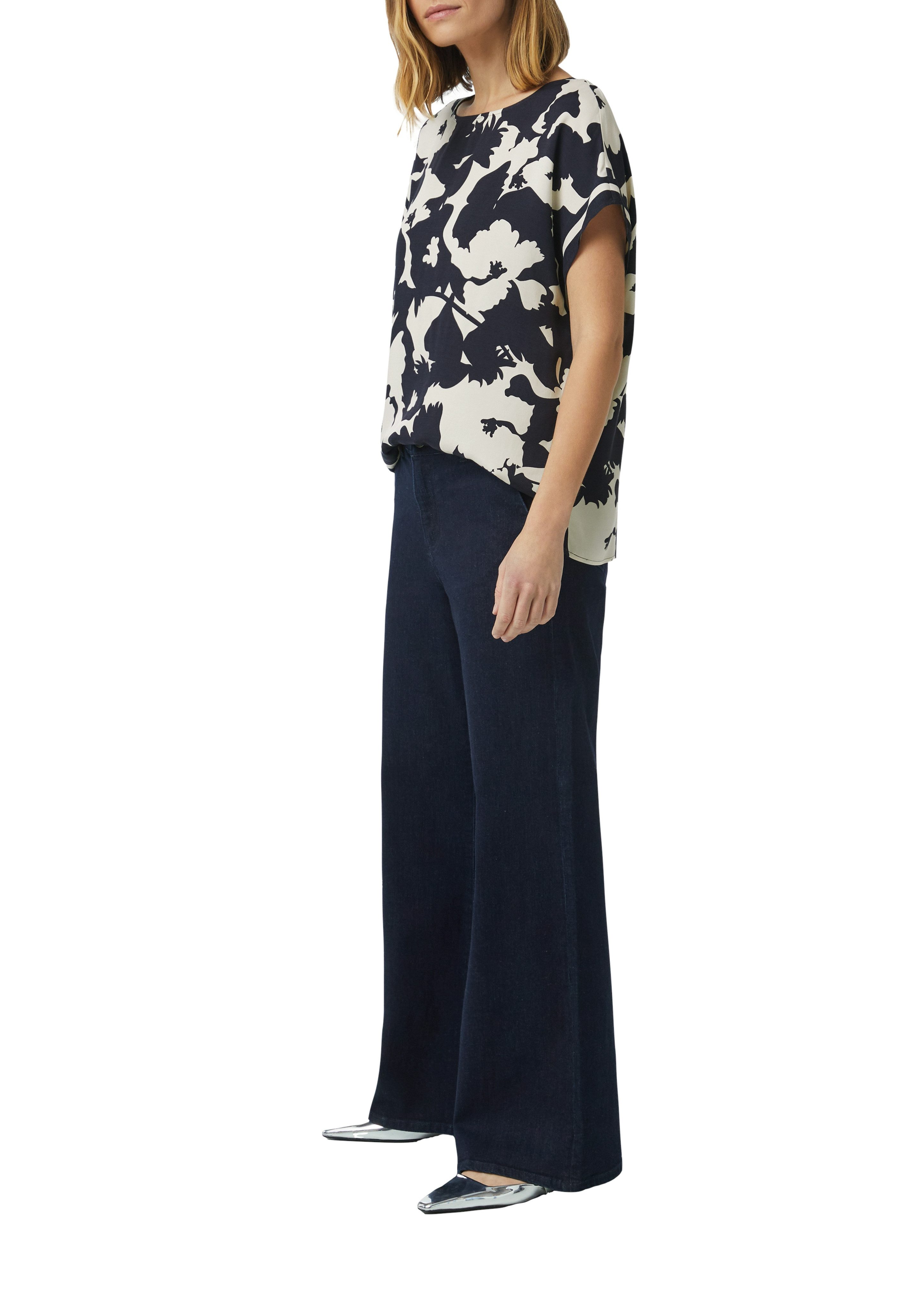 Comma Blouse met korte mouwen met print all-over