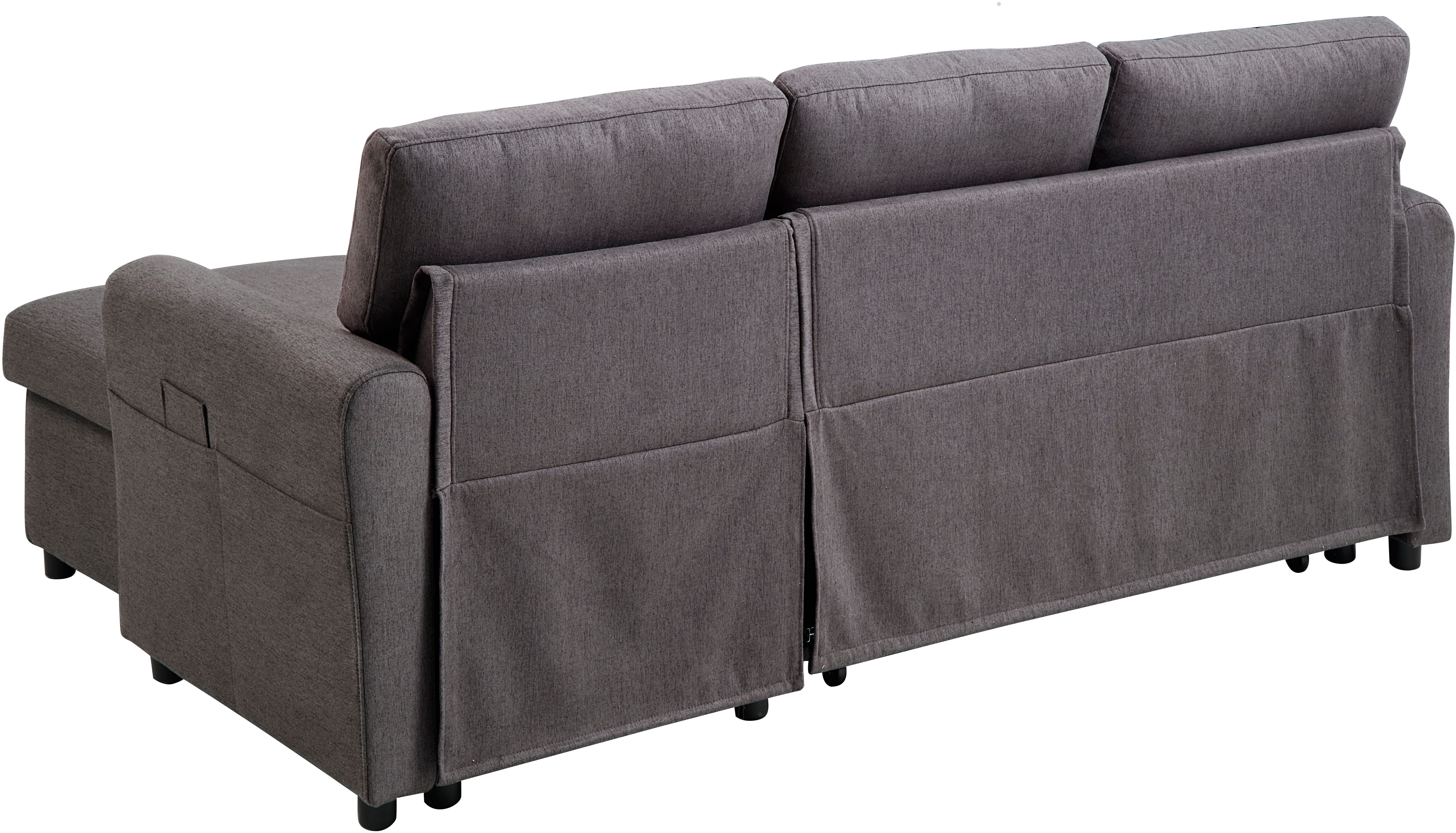 ATLANTIC home collection Hoekbank Gustavo L-vorm met slaapfunctie, opbergruimte & zijzakken