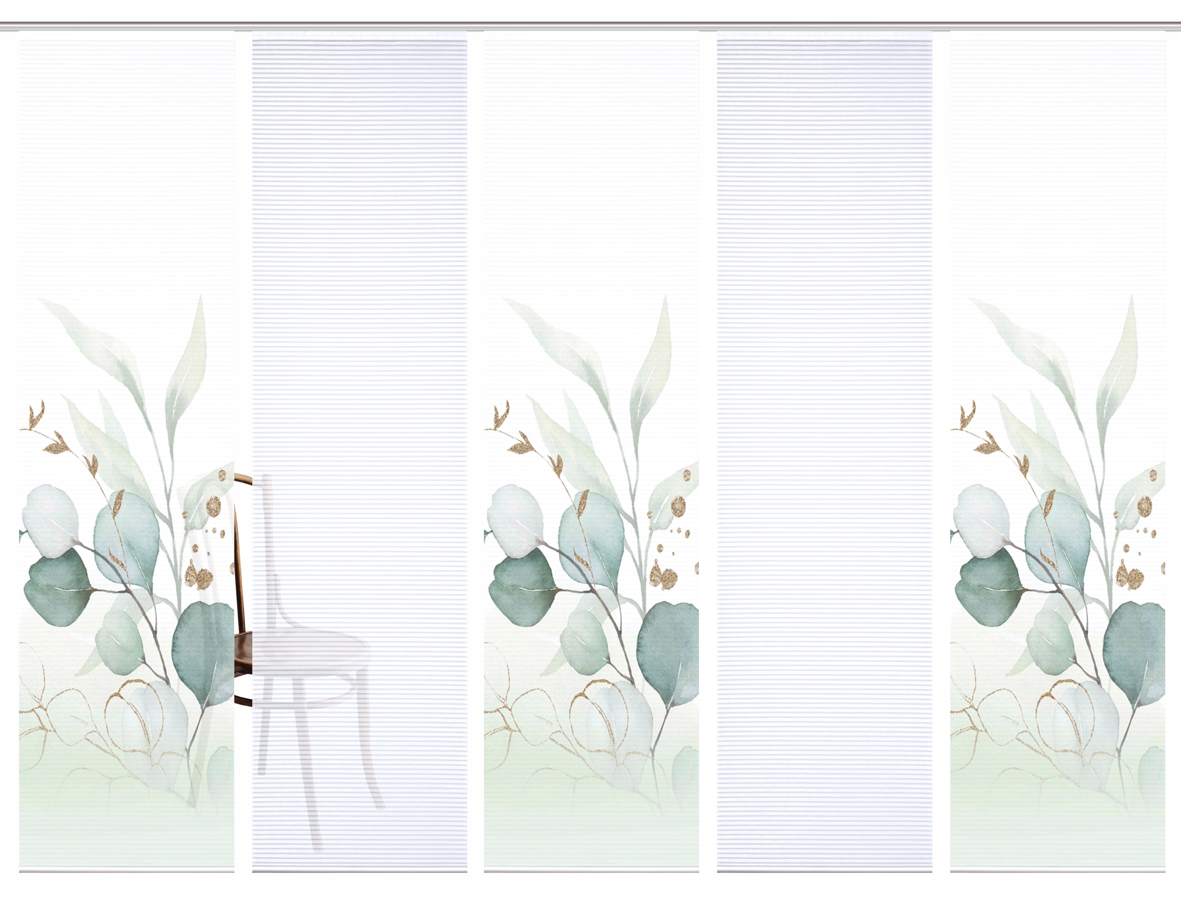 HOME in green Paneelgordijn ABANIO SET DIGITALE PRINT, BAMBOELOOK GERECYCLED (5 stuks)