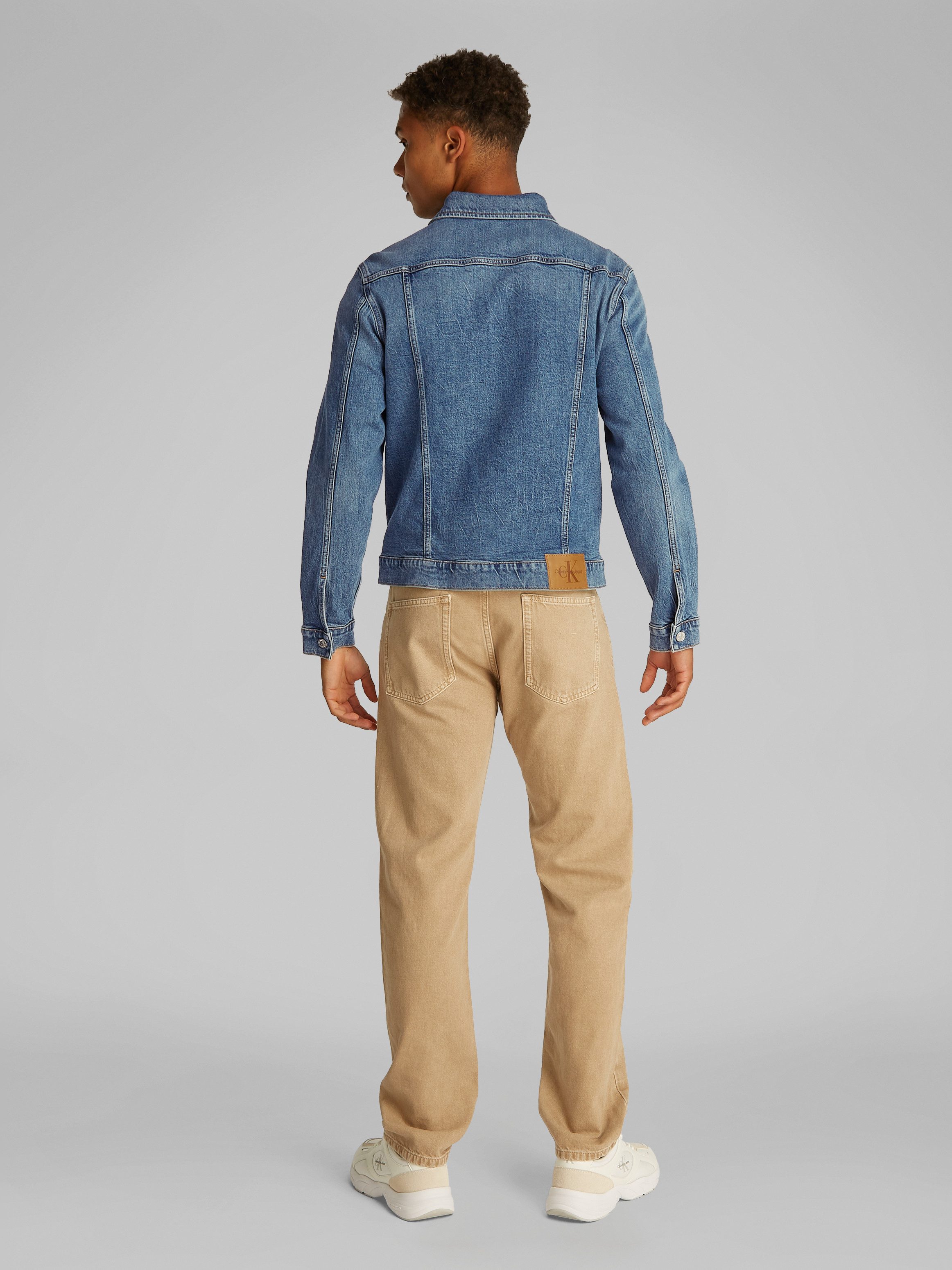 Calvin Klein Jeansjack SLIM DENIM JACKET in donkerblauwe wassing