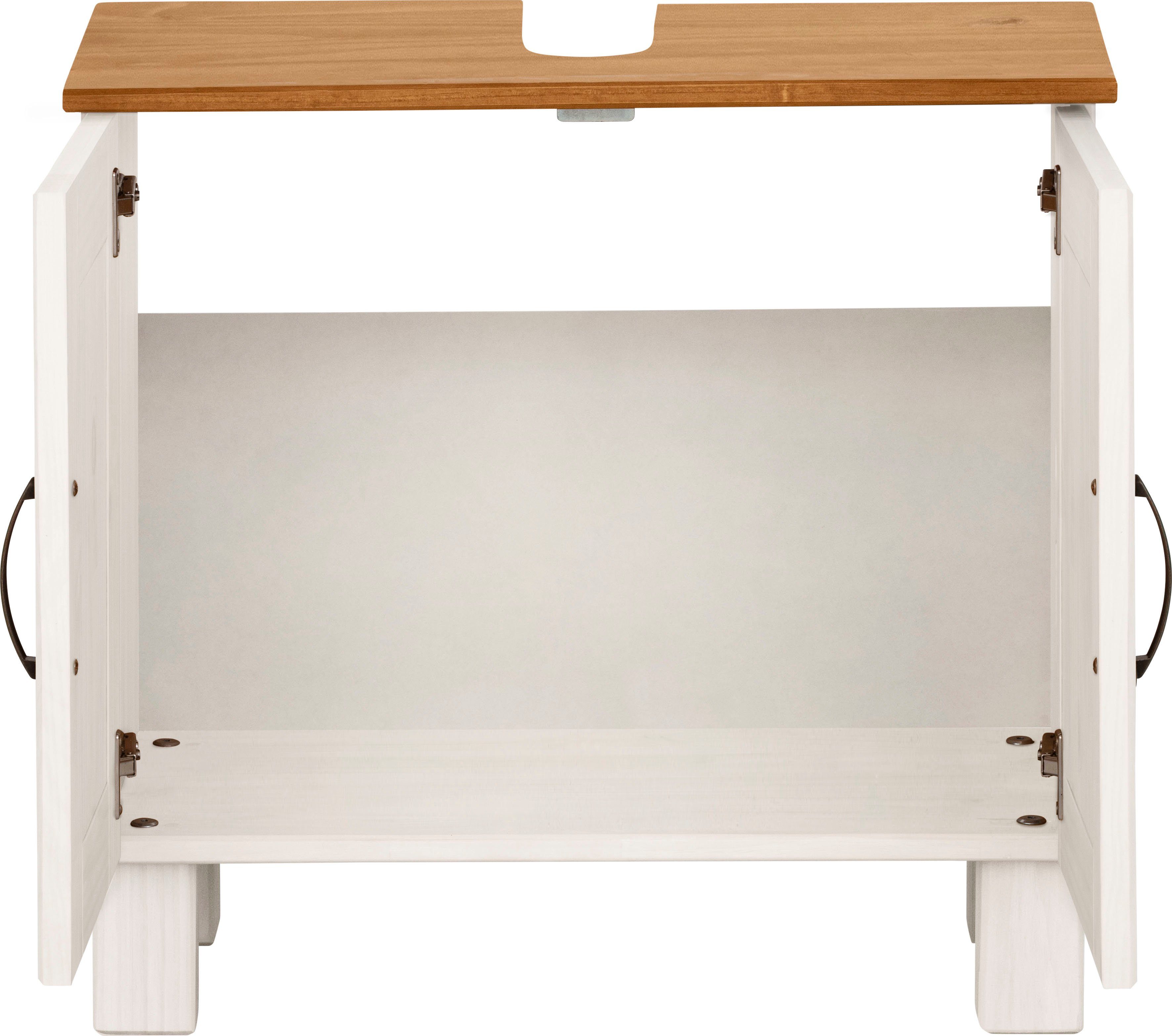Home affaire Wastafelonderkast Rodby Massief, FSC®-gecertificeerd hout, grepen metaal, breedte 60 cm, hoogte 55 cm
