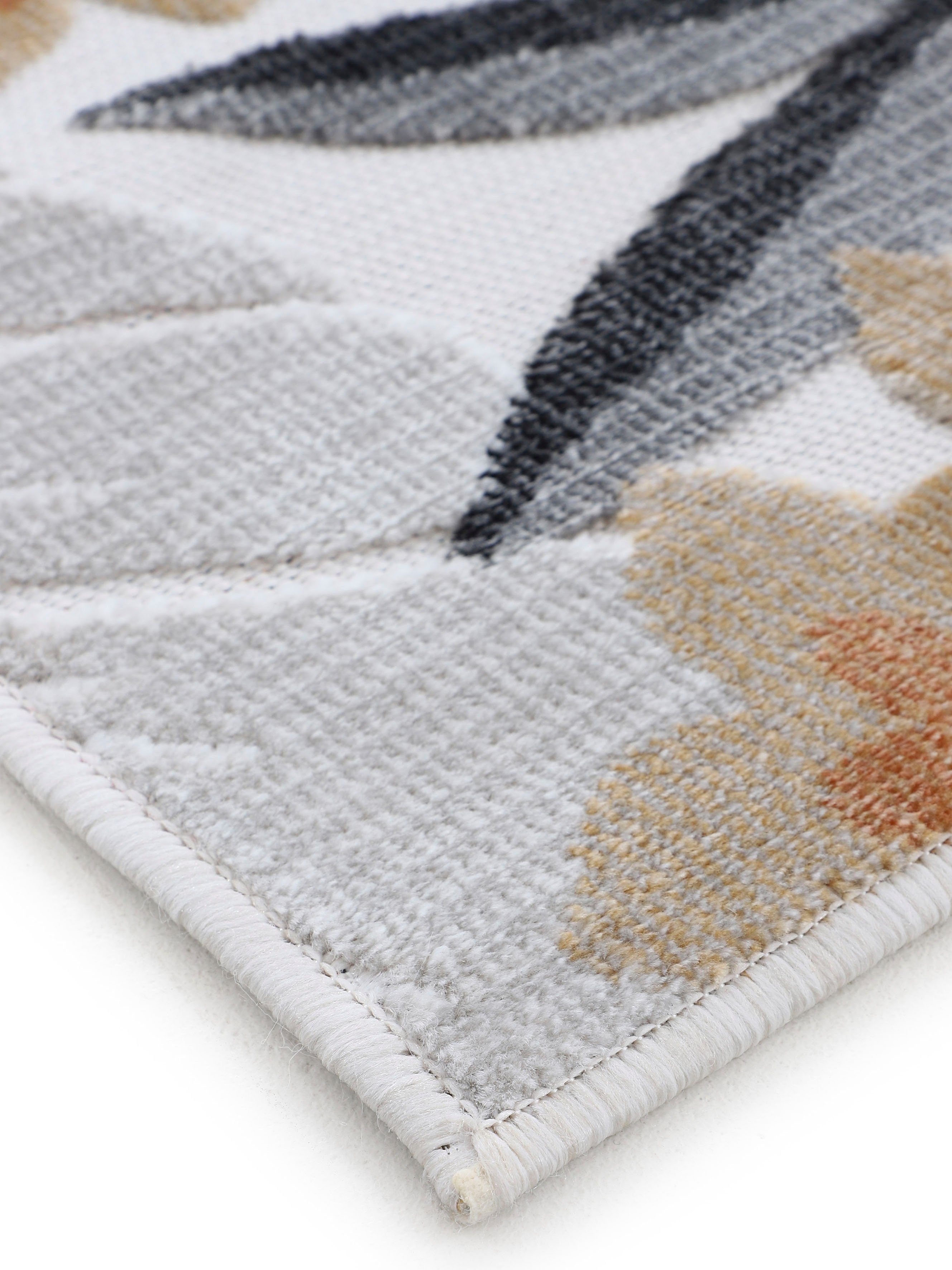 carpetfine Vloerkleed Deja 102 robust vlakweefsel, motief - florale palmbladeren, hoog-laag effect