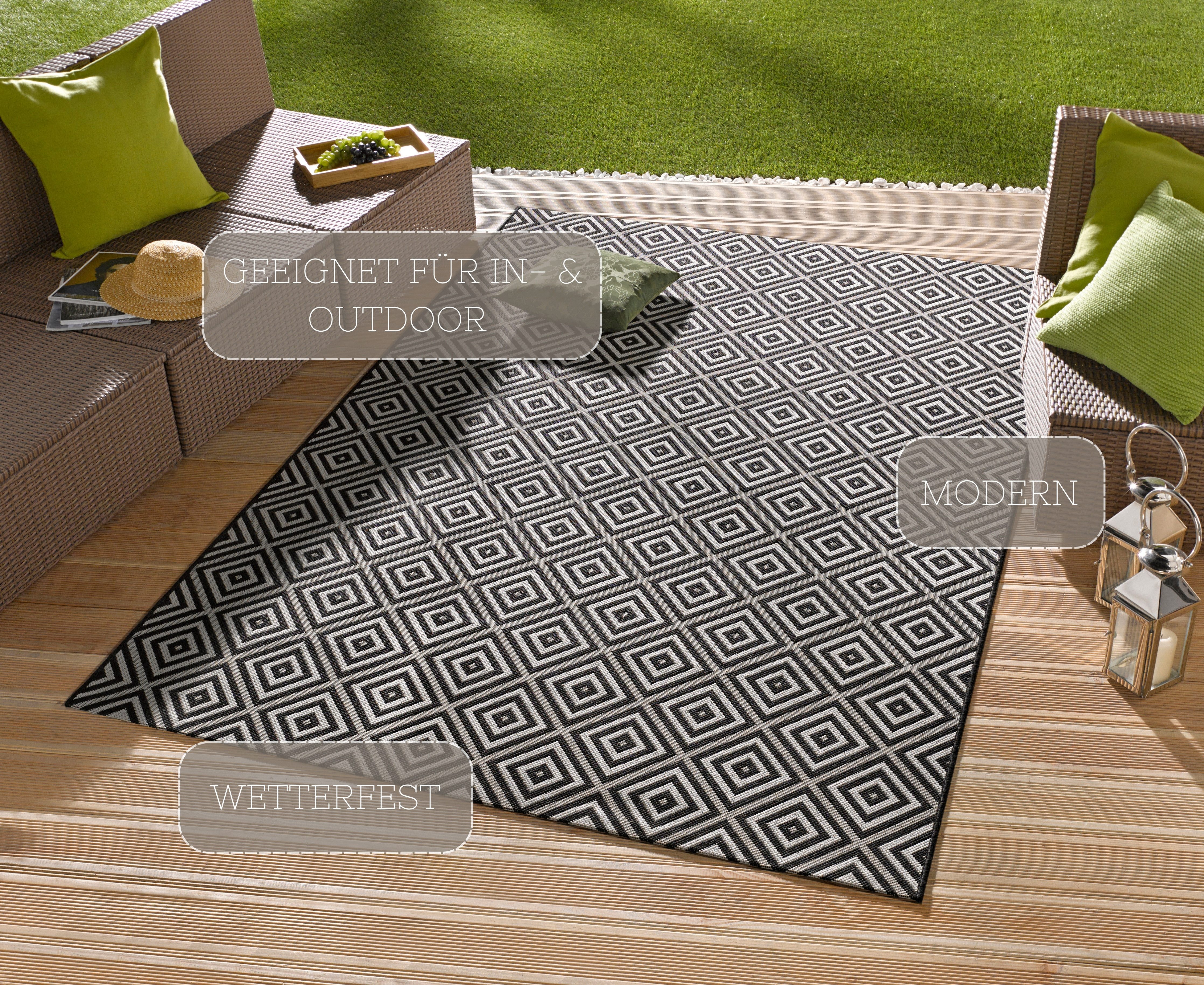 NORTHRUGS Vloerkleed Geruit Binnen- en buitengebruik, loper, weerbestendig, ruit, balkon, tuin, gang