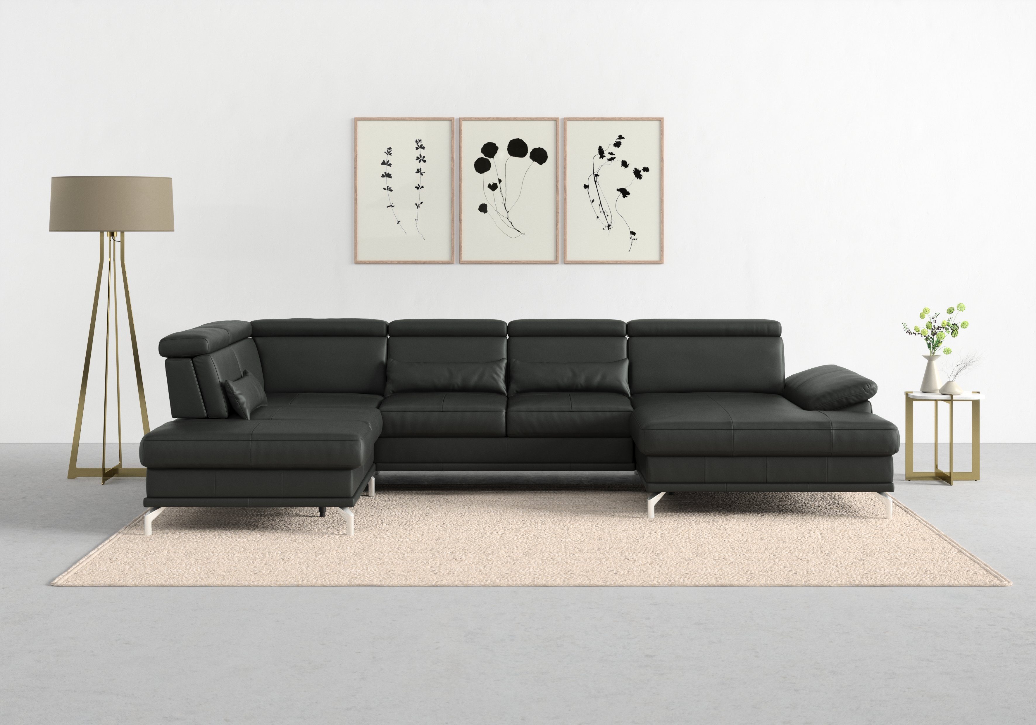 sit&more Zithoek Cabrio U-vorm, met zitdiepteverstelling, arm- en hoofdsteunverstelling