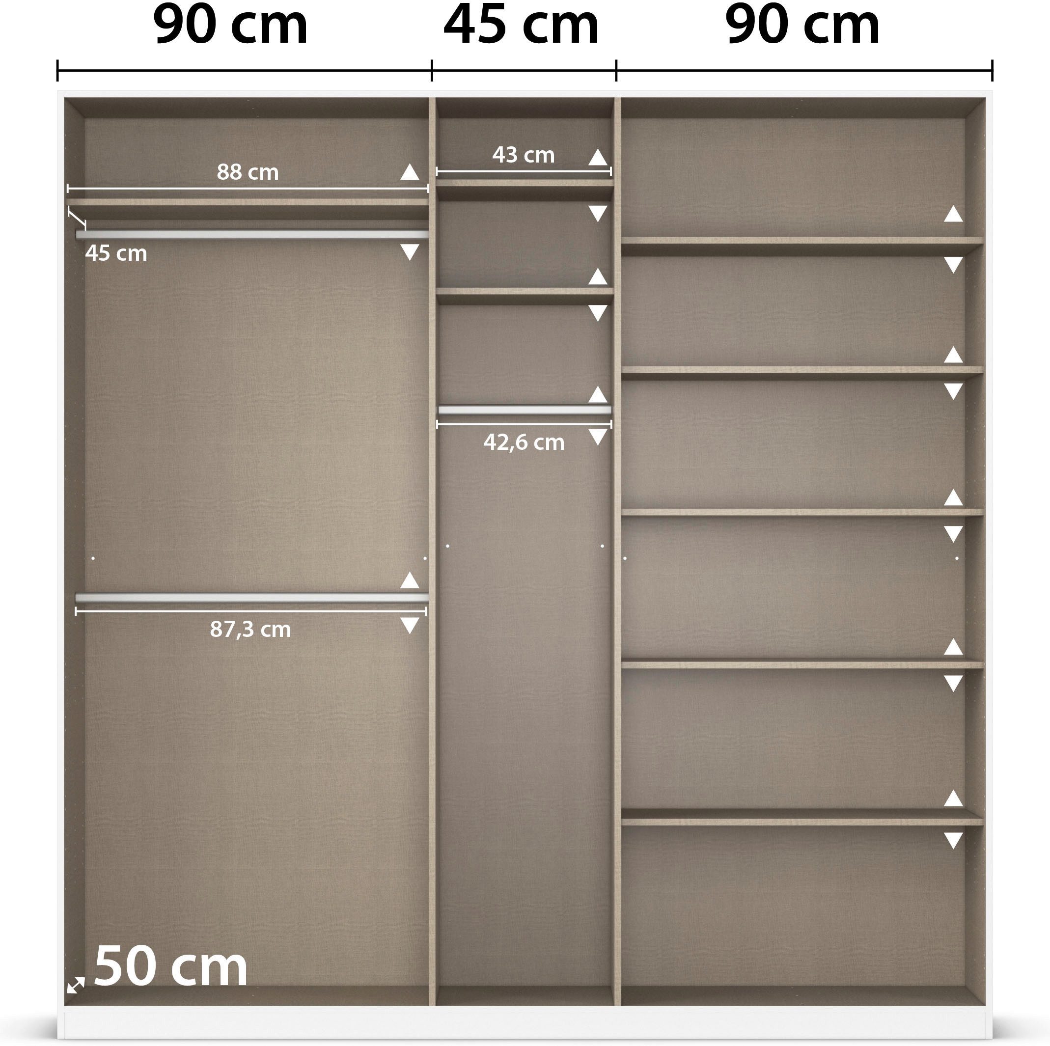 rauch Draaideurkast Kleiderschrank Schrank Garderobe AGORDO TOPSELLER Schlafzimmer doordachte binnenuitrusting, in 6 breedtes en 2 hoogtes made in germany
