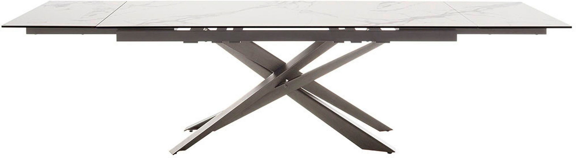 MCA furniture Eettafel TESERO uitschuifbare tafel 200-300 cm Keramiek, roestvrij staal, marmer-look, uittrekbaar, belastbaar tot 100 kg, 10-12 personen