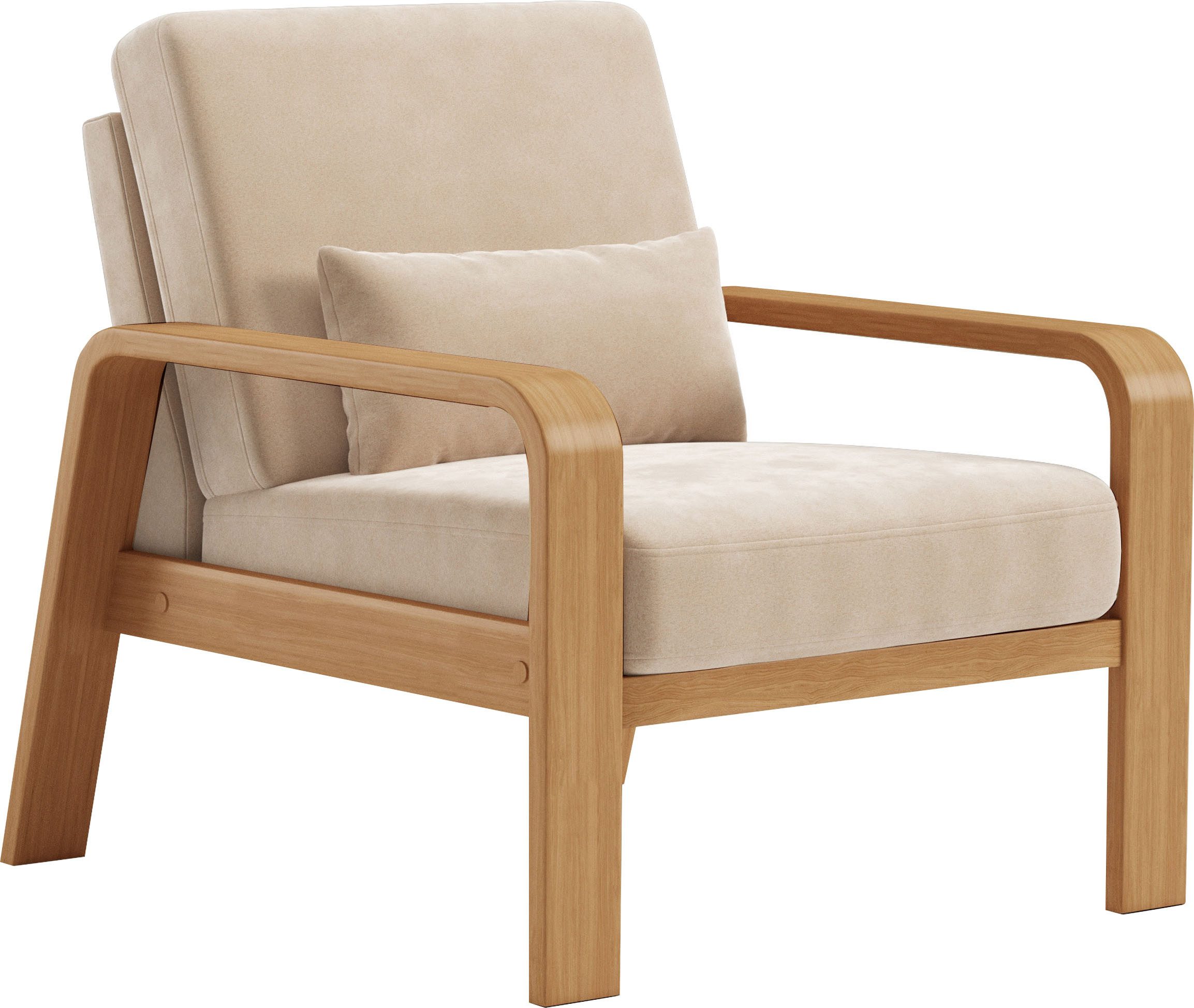 sit&more Fauteuil Kolding Armleuningen van eikenkleurig beukenhout, verschillende bekledingen en kleuren