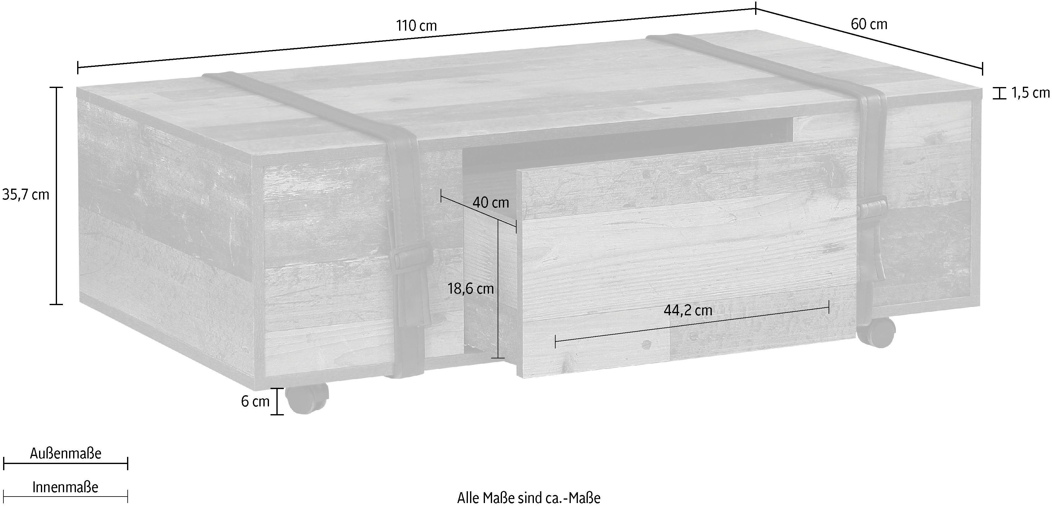 FORTE Salontafel Fobya op wieltjes, breedte ca. 110 cm