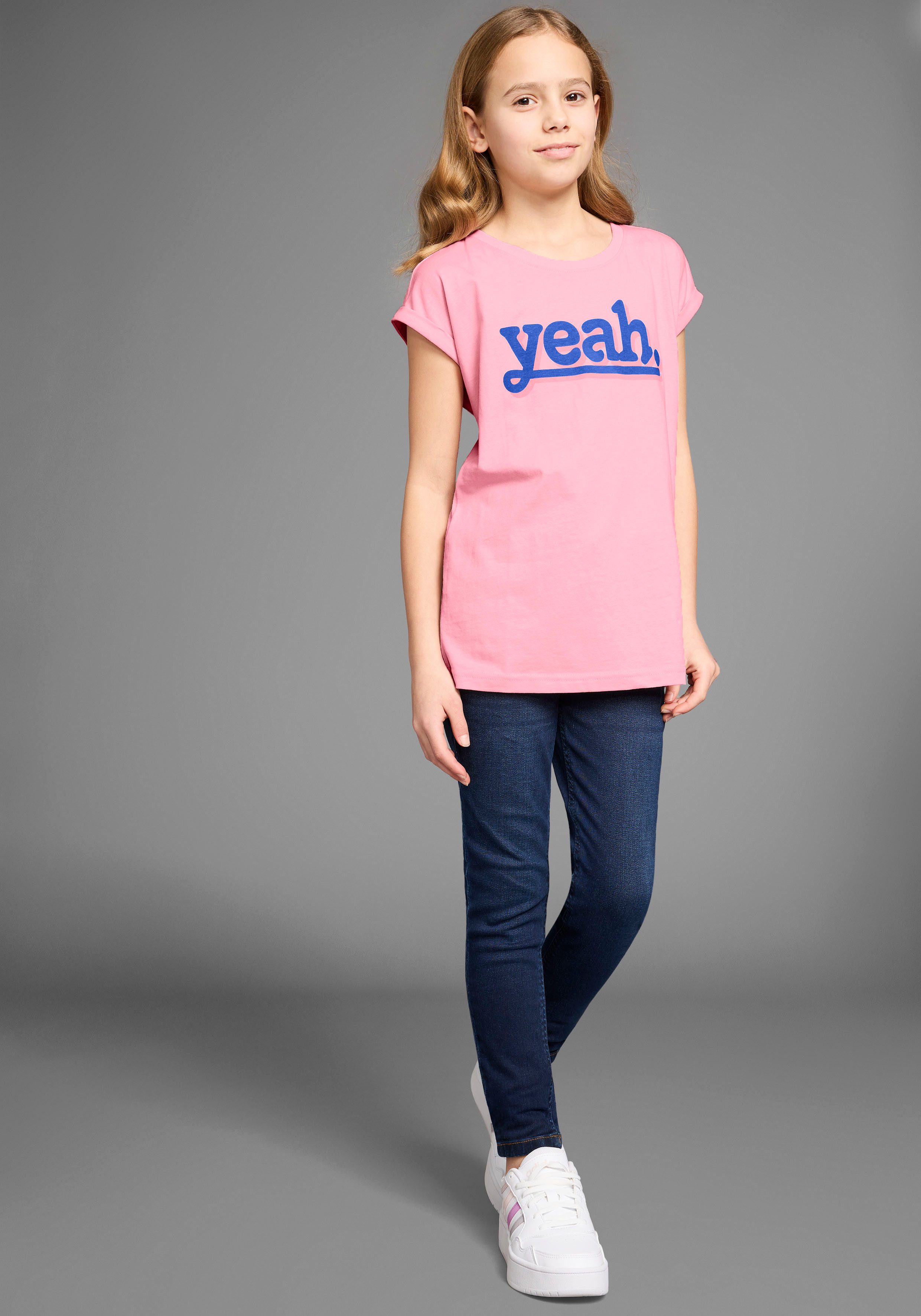 KIDSWORLD T-shirt Printshirt met overhangende schouder