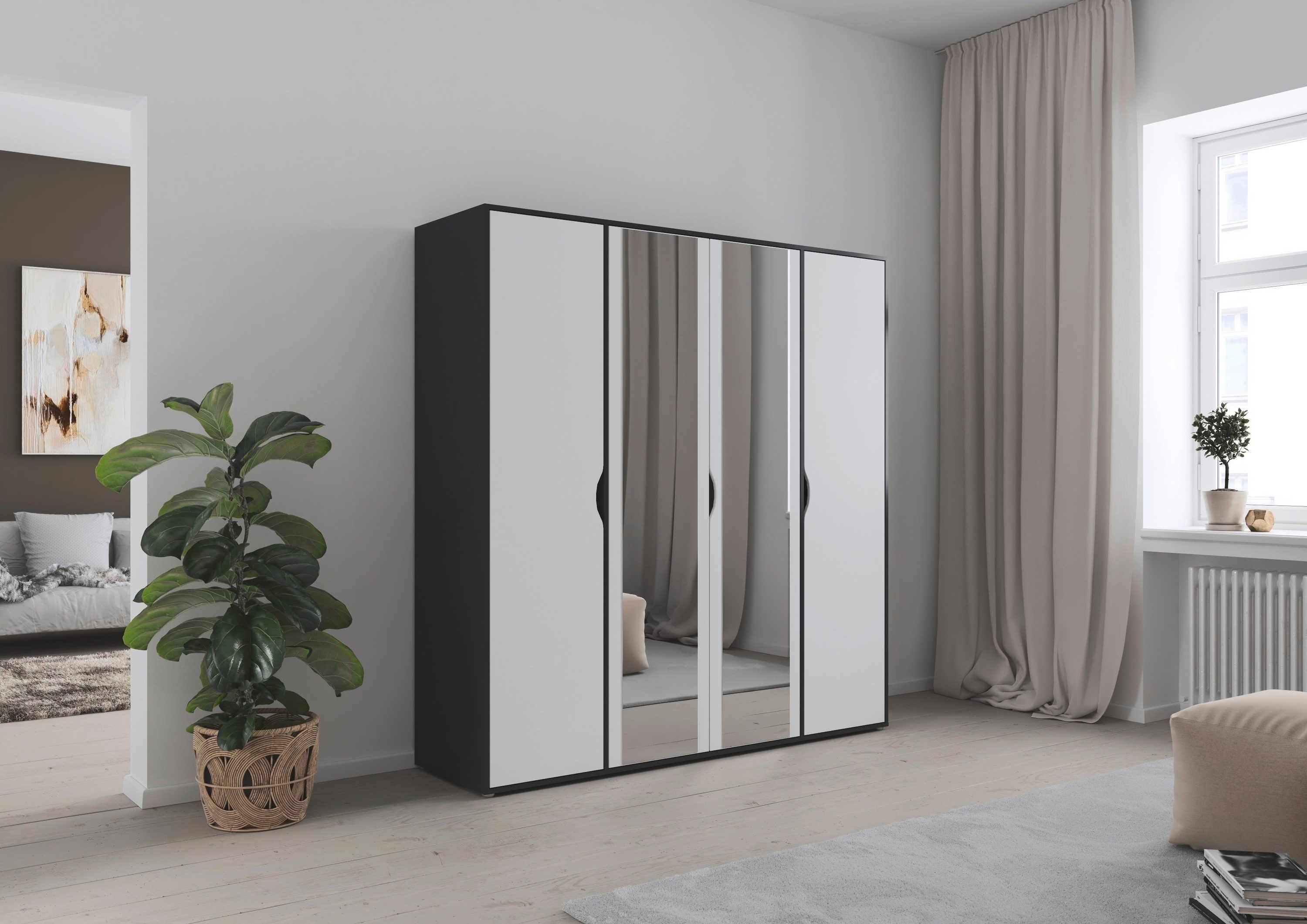 rauch Draaideurkast Kledingkast Kast Garderobe Wasmand NARAI met Spiegel Greefaansluitingen voor een greeploze look TOPSELLER MADE IN GERMANY