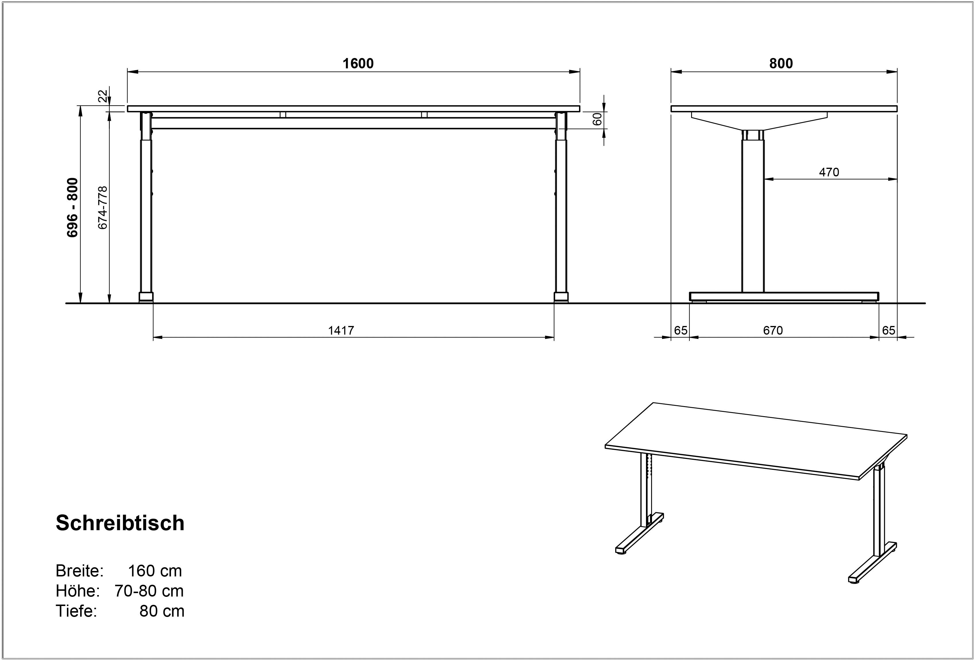 GERMANIA Bureau GW-Profi 3.0 in hoogte verstelbaar (70-80 cm), in 2 breedtes, made in germany