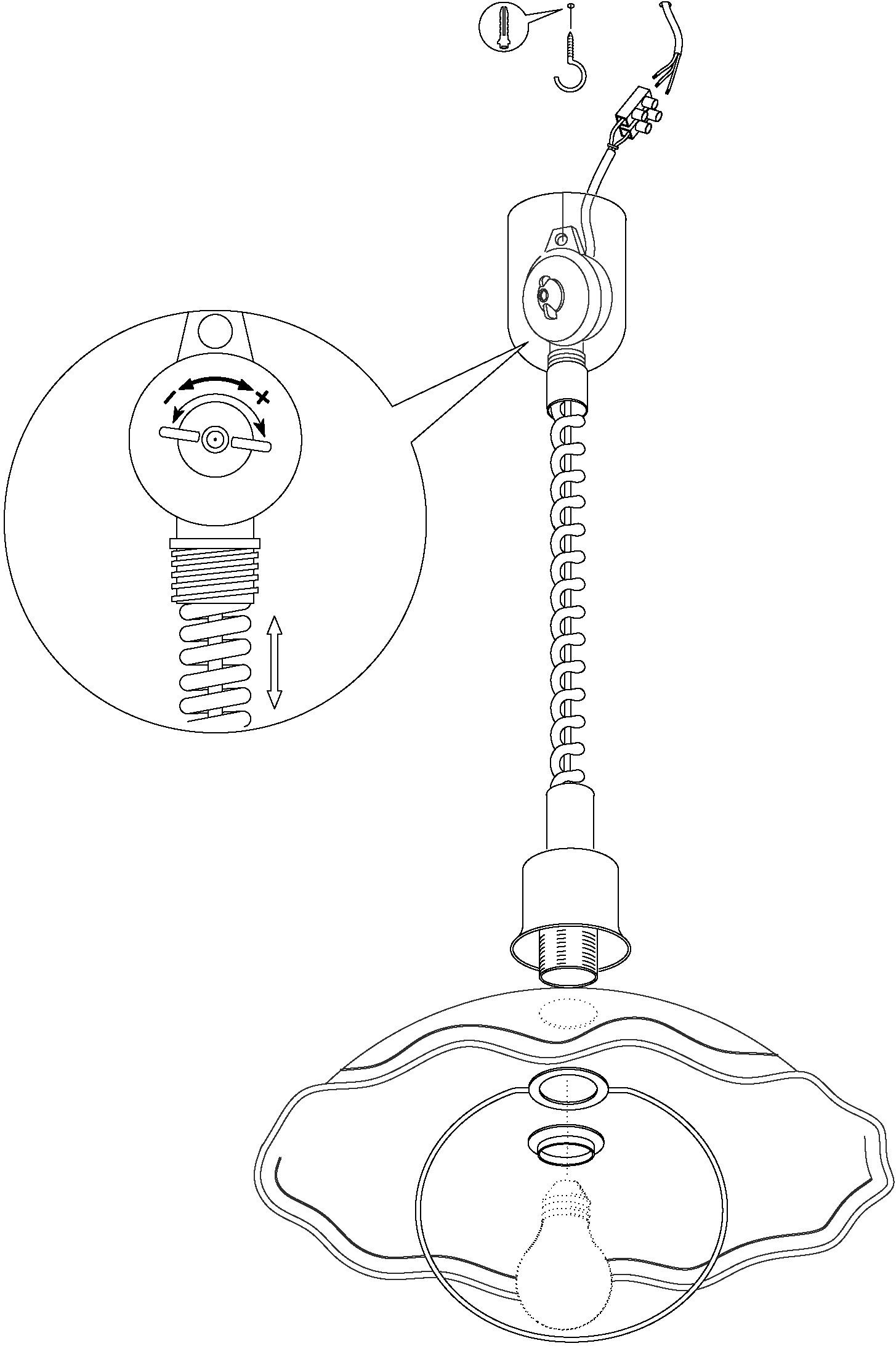 EGLO Hanglamp Vetro Hanglamp met spiraalsnoer, in hoogte verstelbaar, keukenlamp, E27 (1 stuk)