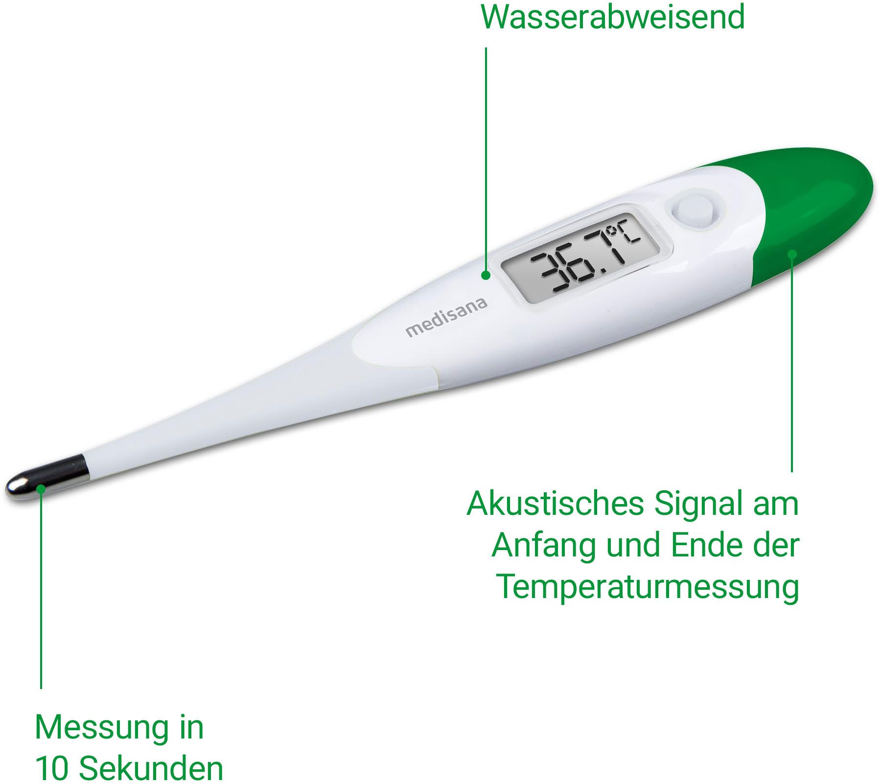Medisana Koortsthermometer TM 700 oraal, axillair, rectale meting met flexibele punt, waterdicht