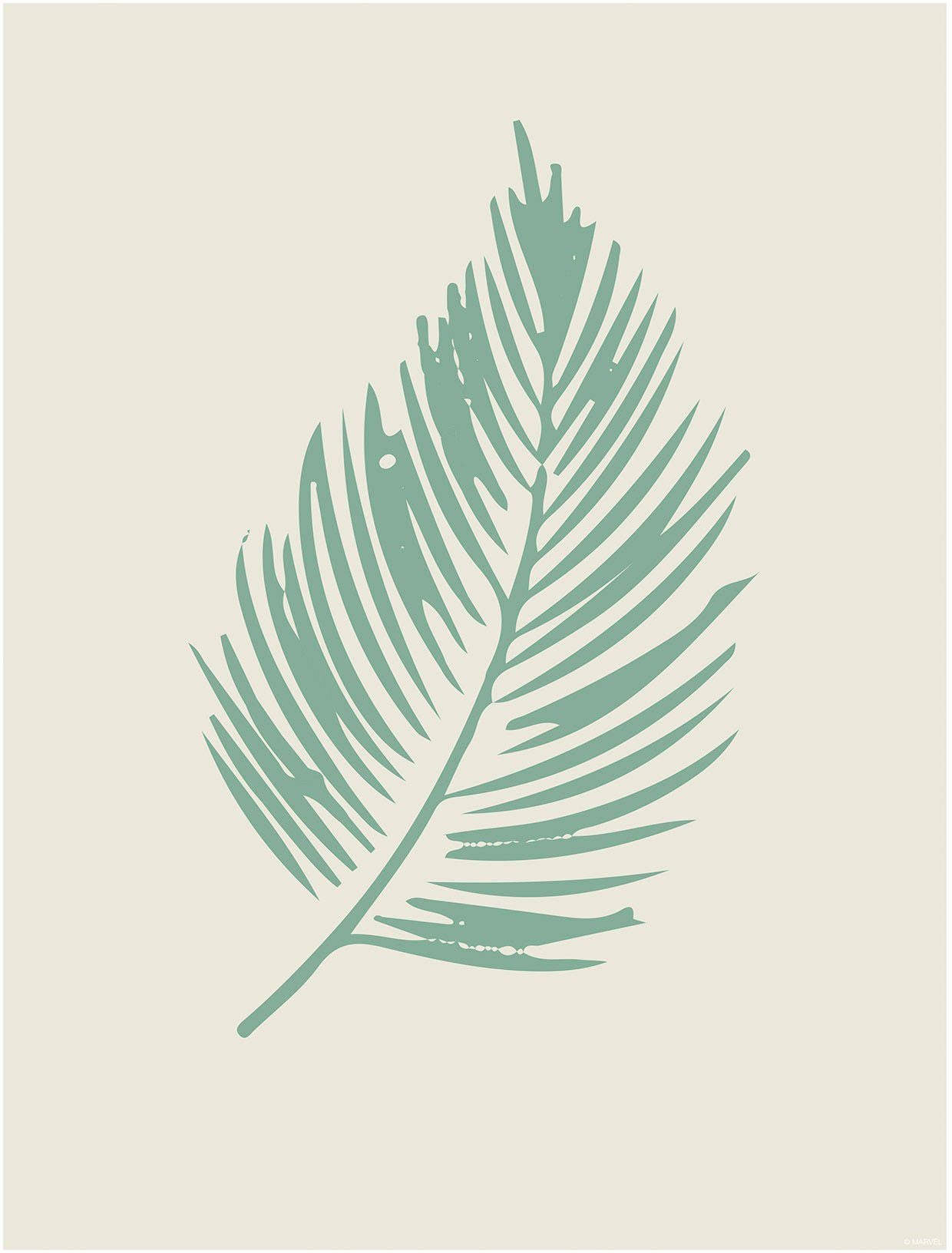 Komar Wanddecoratie Winter Tropics Black Panther Palm Leaf Wanddecoratie voor de kinderkamer - zonder lijst (1 stuk) foto schilderijen maat 40 cm x
