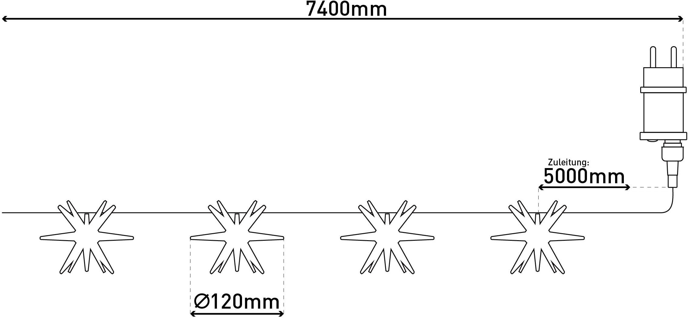 näve Led-lichtsnoer Fairy Lights, kerstlichtjesketting voor buiten, totale lengte ca. 740 cm (1 stuk)