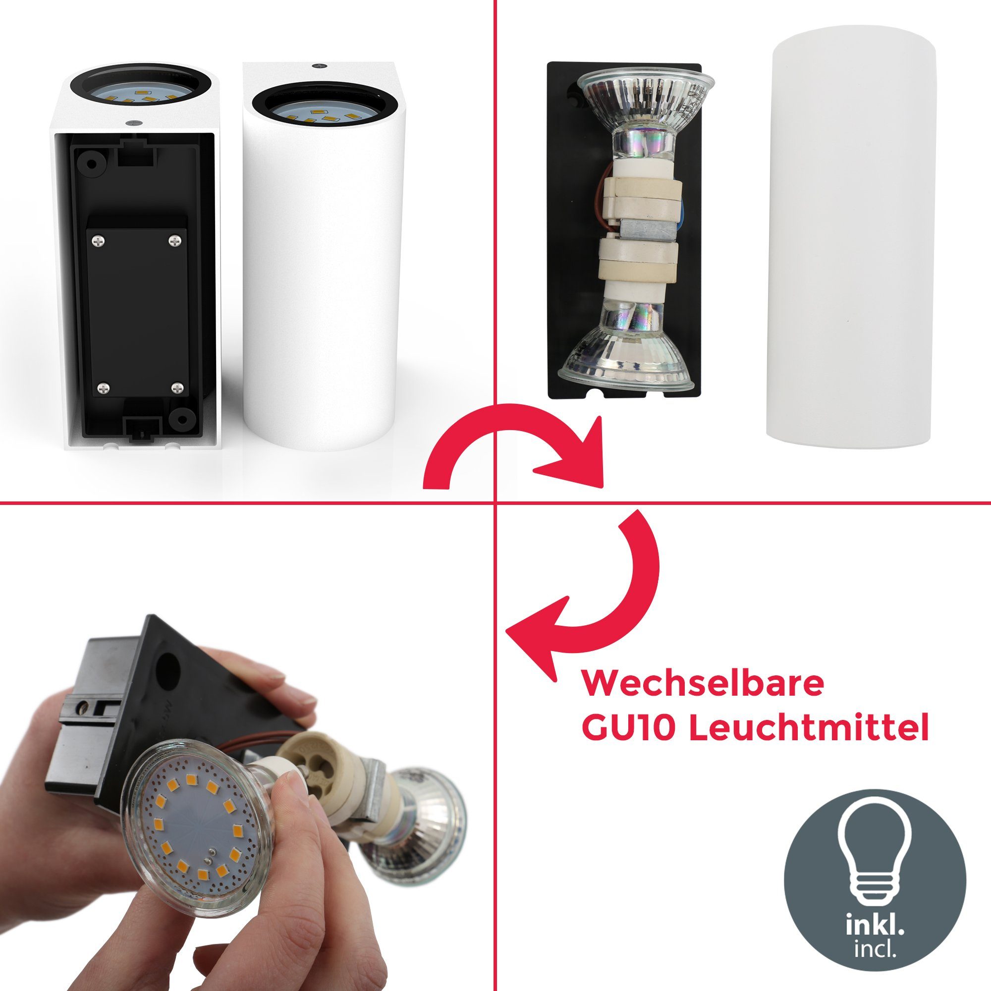 B.K.Licht Ledwandlamp voor buiten Volans Buitenlamp, wandlamp, spatwaterdicht, inclusief 5W 400 lumen, wit