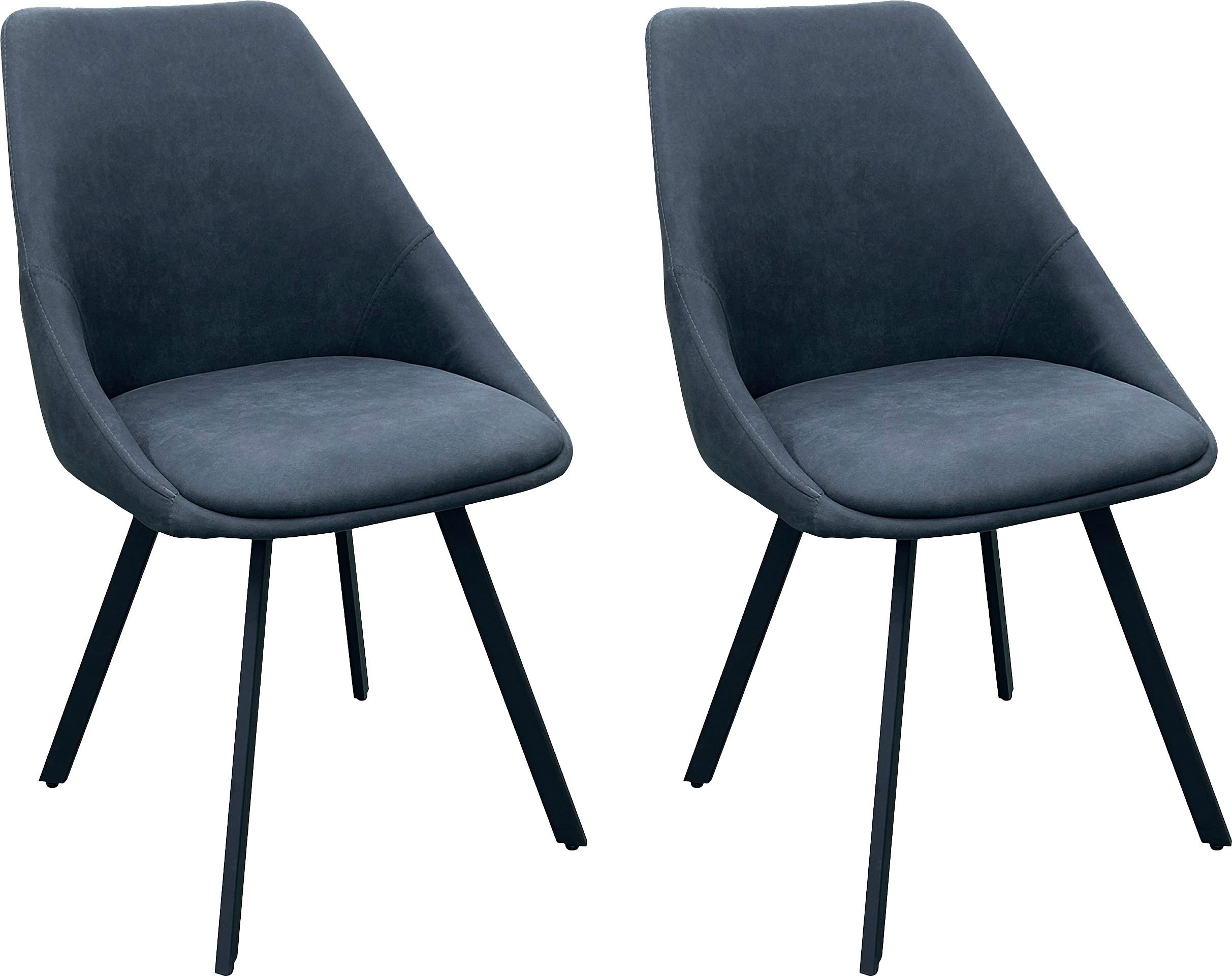 byLIVING Eetkamerstoel Jasper (2-stuks set) Zitkuip 360° draaibaar, zwart metaal, keukenstoel, diverse bekleding (set)
