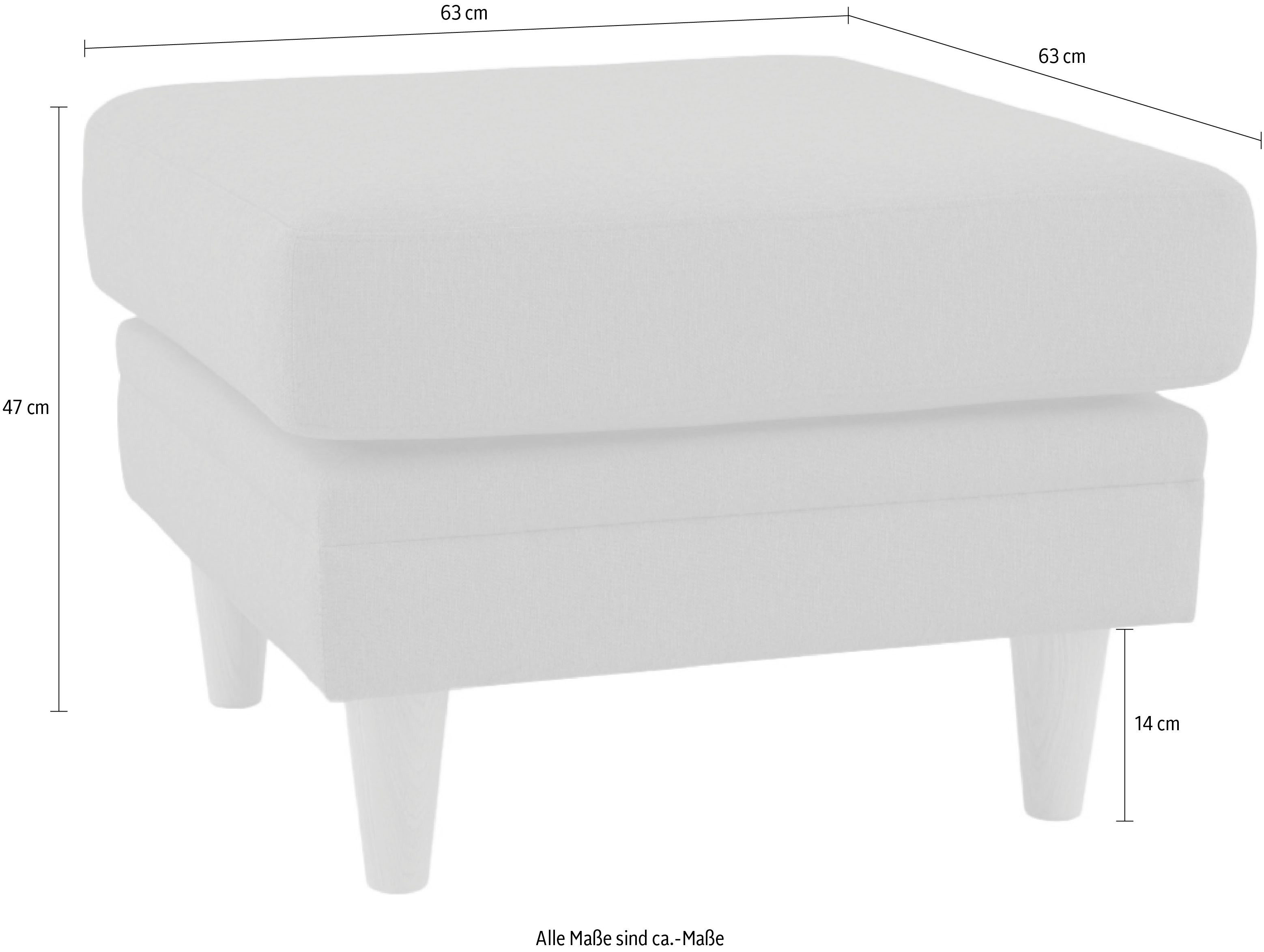 Home affaire Hocker Arellano, breedte 63 cm klassiek ontwerp, met massief houten voeten, fijn geweven stof
