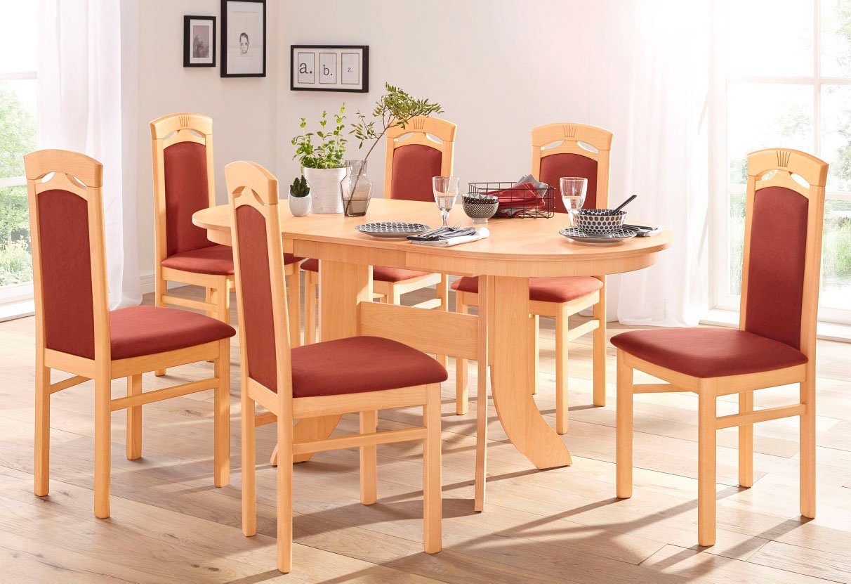 Home affaire Eetkamerstoel Anthony Houten stoel met decoratief freeswerk (set, 2 stuks)